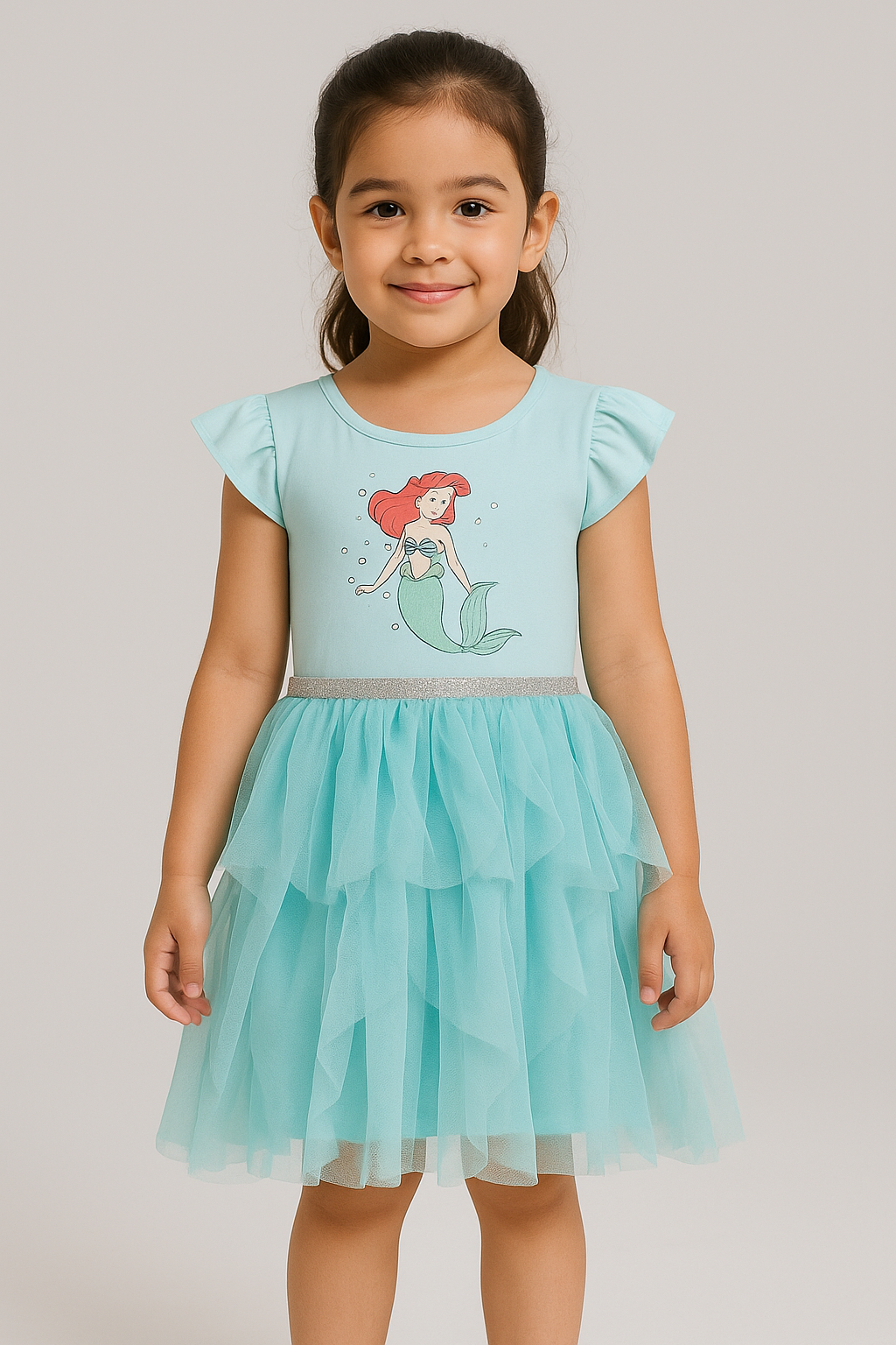Girls Imported Disney Princess Aqua Frock