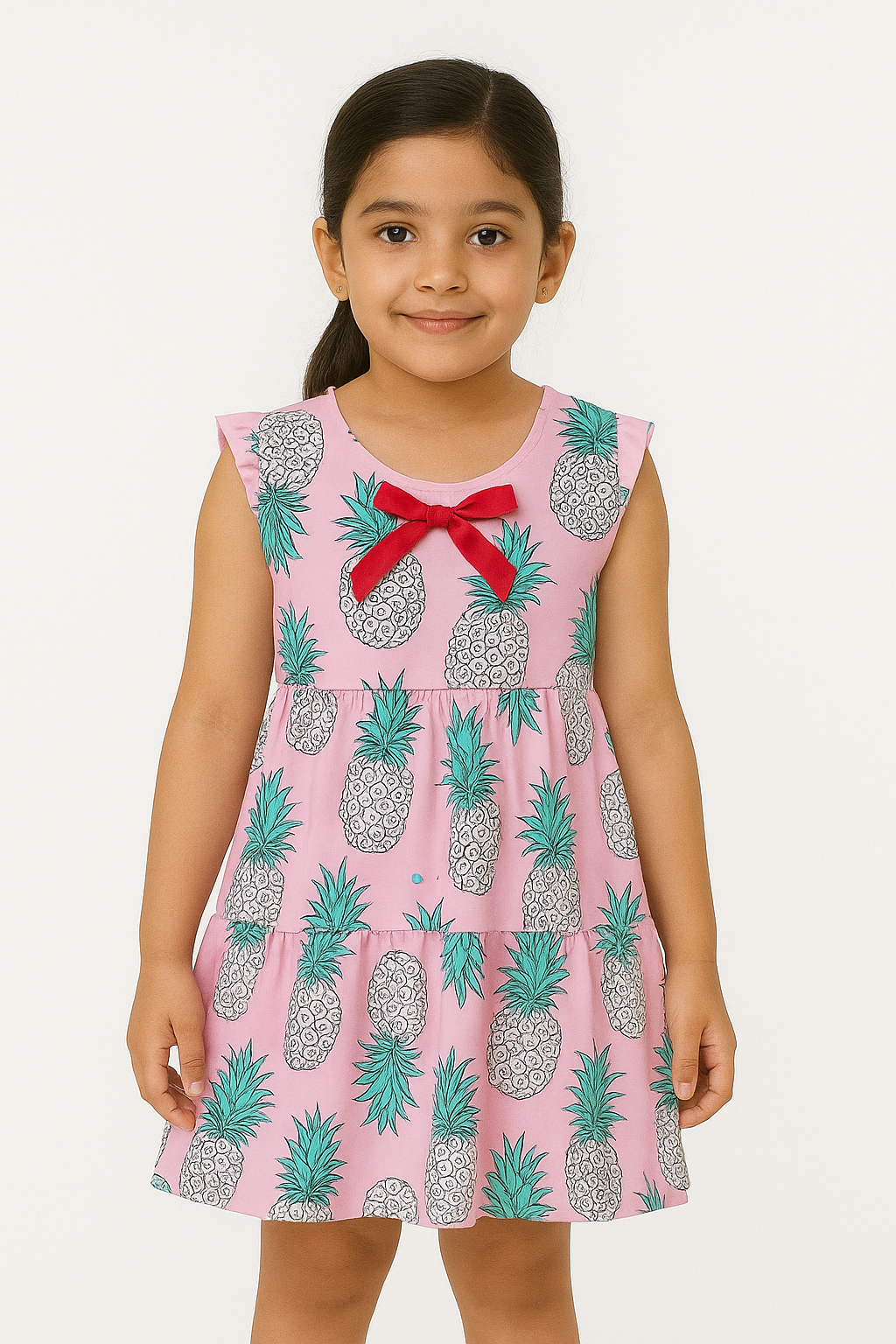 Girls 100% impoted All Over Flower Printed Soft Cotton Frock