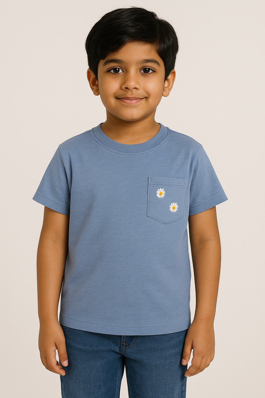 Kids 100% Imported Soft Lycra Cotton Sky Blue T-Shirt