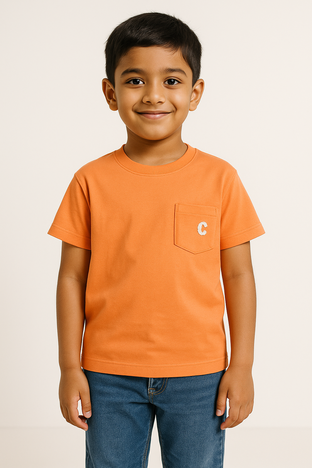 Kids 100% Imported Soft Lycra Cotton Peach T-Shirt