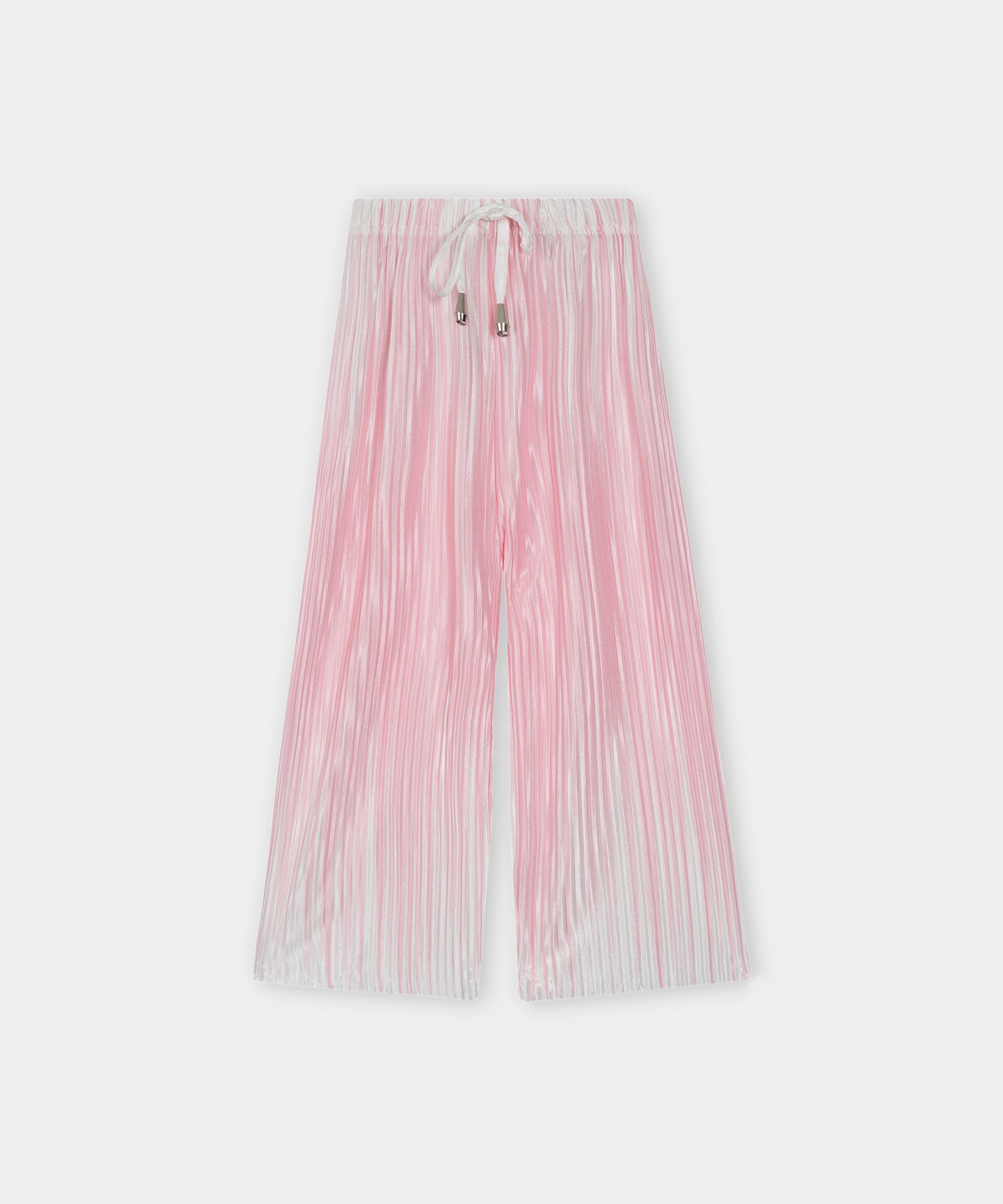 Girls Imported Pleated Pink And White Trousers