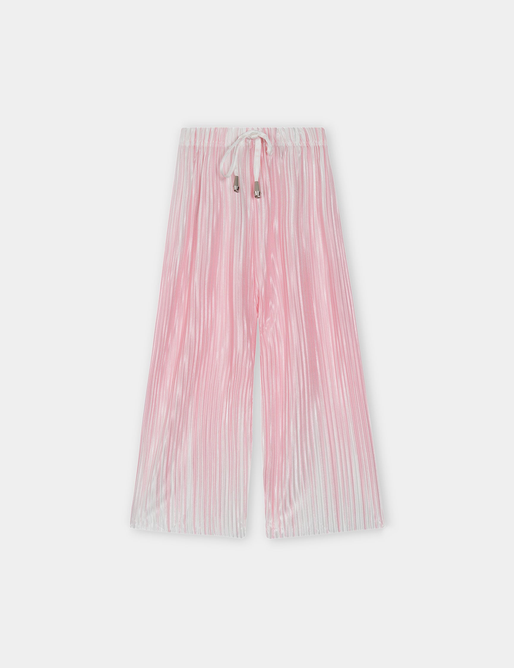 Girls Imported Pleated Pink And White Trousers