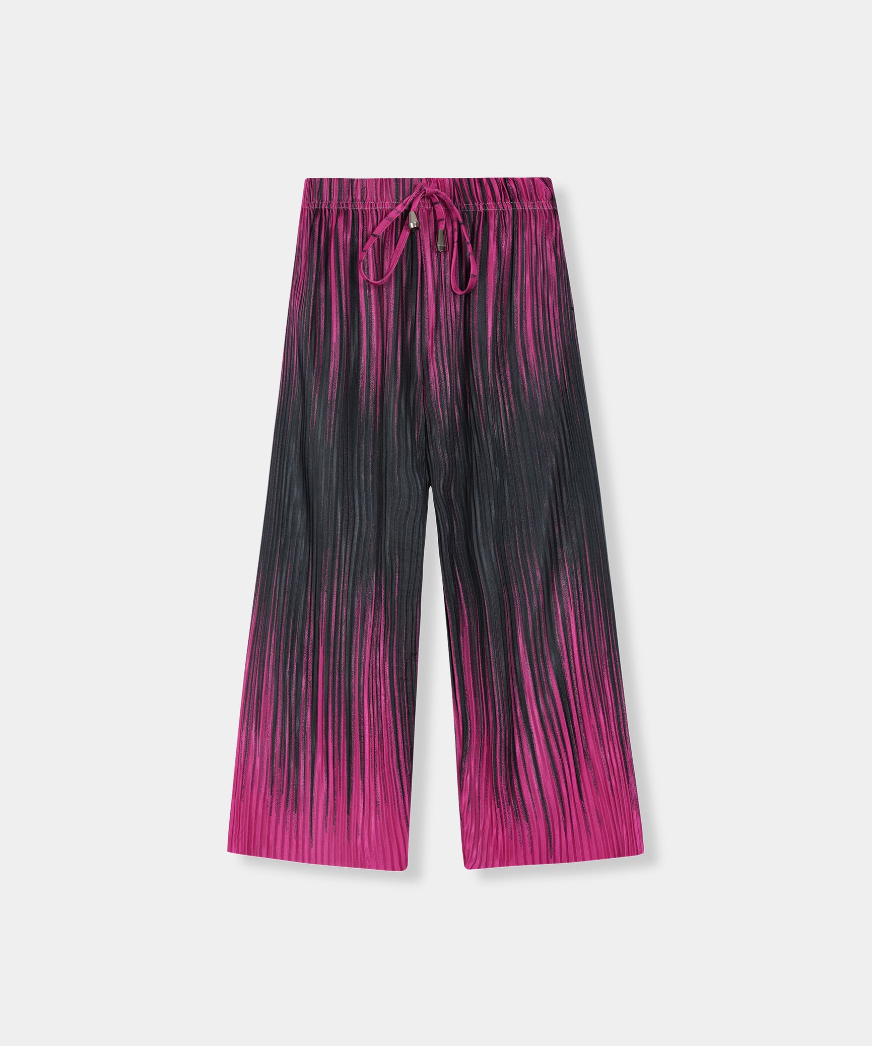 Girls Imported Pleated Pink And Black Trousers