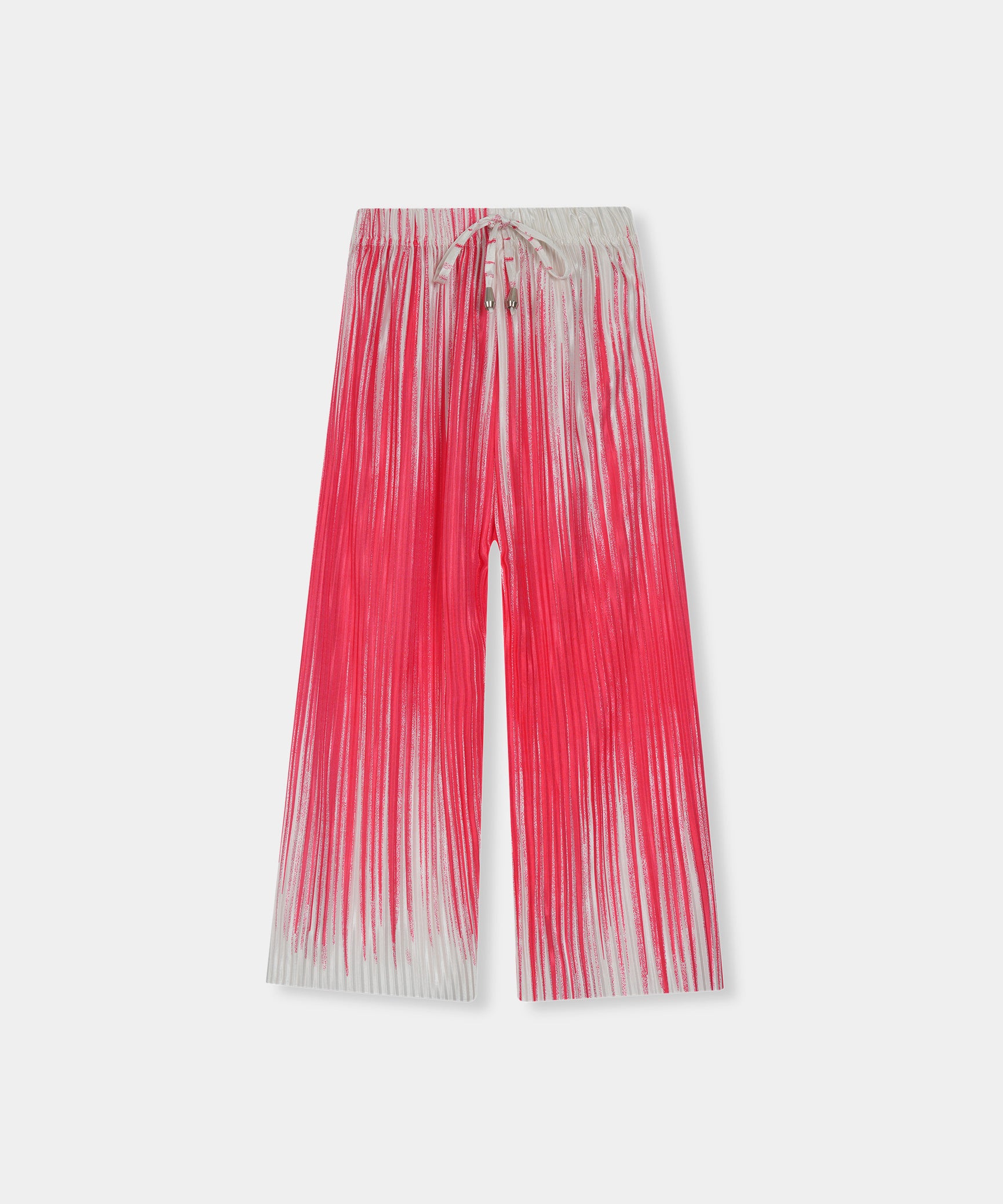 Girls Imported Pleated Red And white Trousers