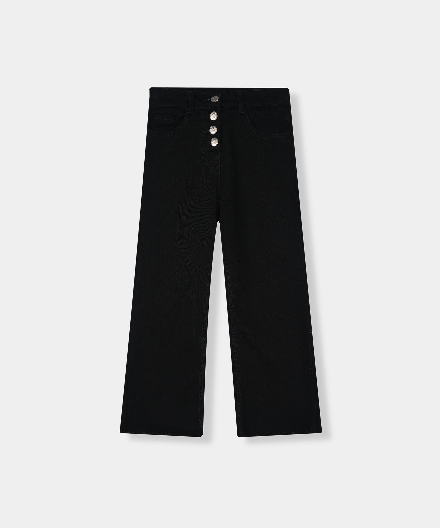 Girls Imported Denim Black Stretch Flared Jeans