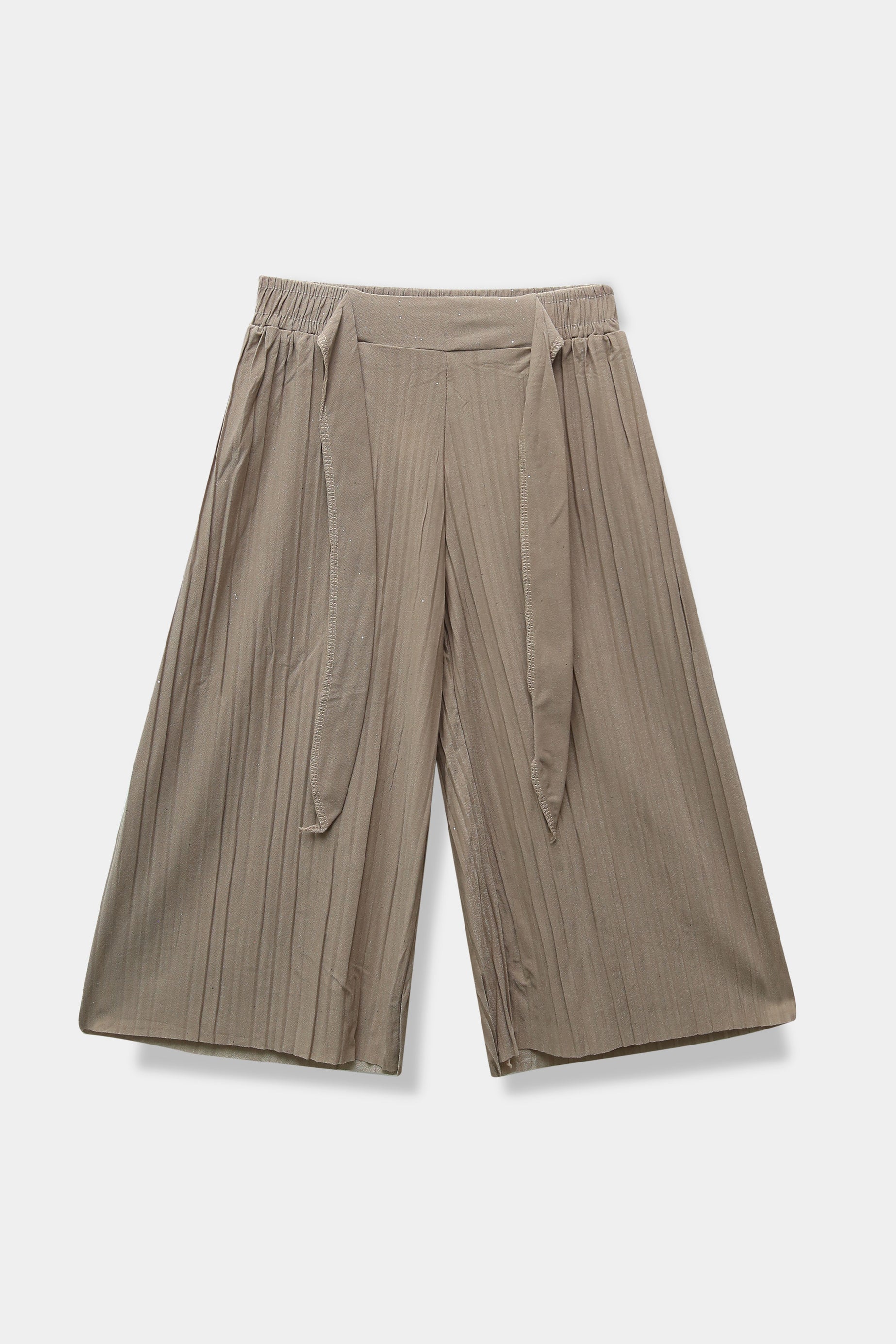 Girls Imported Linen Cotton Brown Bell Bottom Plazo Trouser