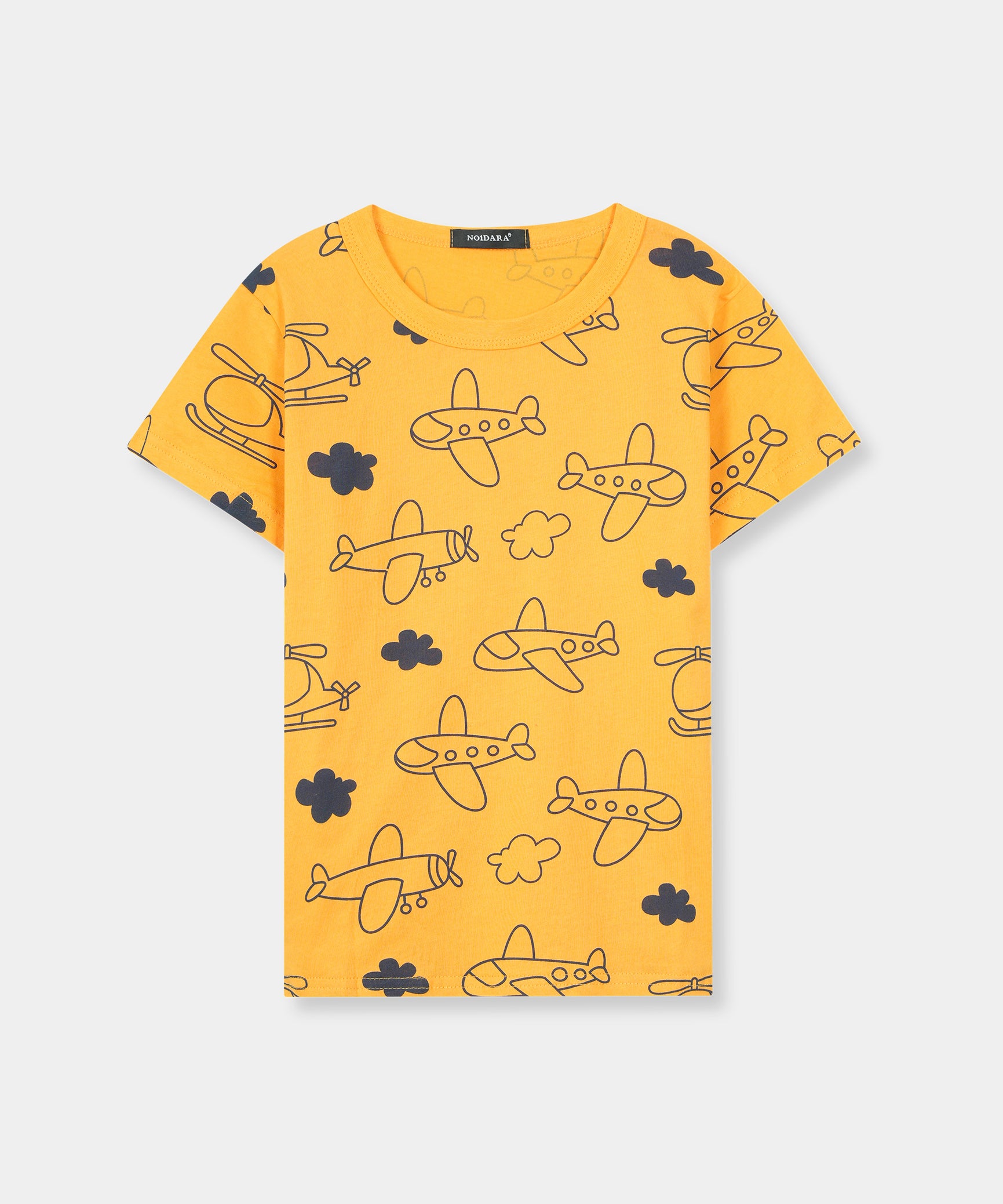 Boys 100% Imported Soft Cotton Yellow Air Plane Printed T-Shirt
