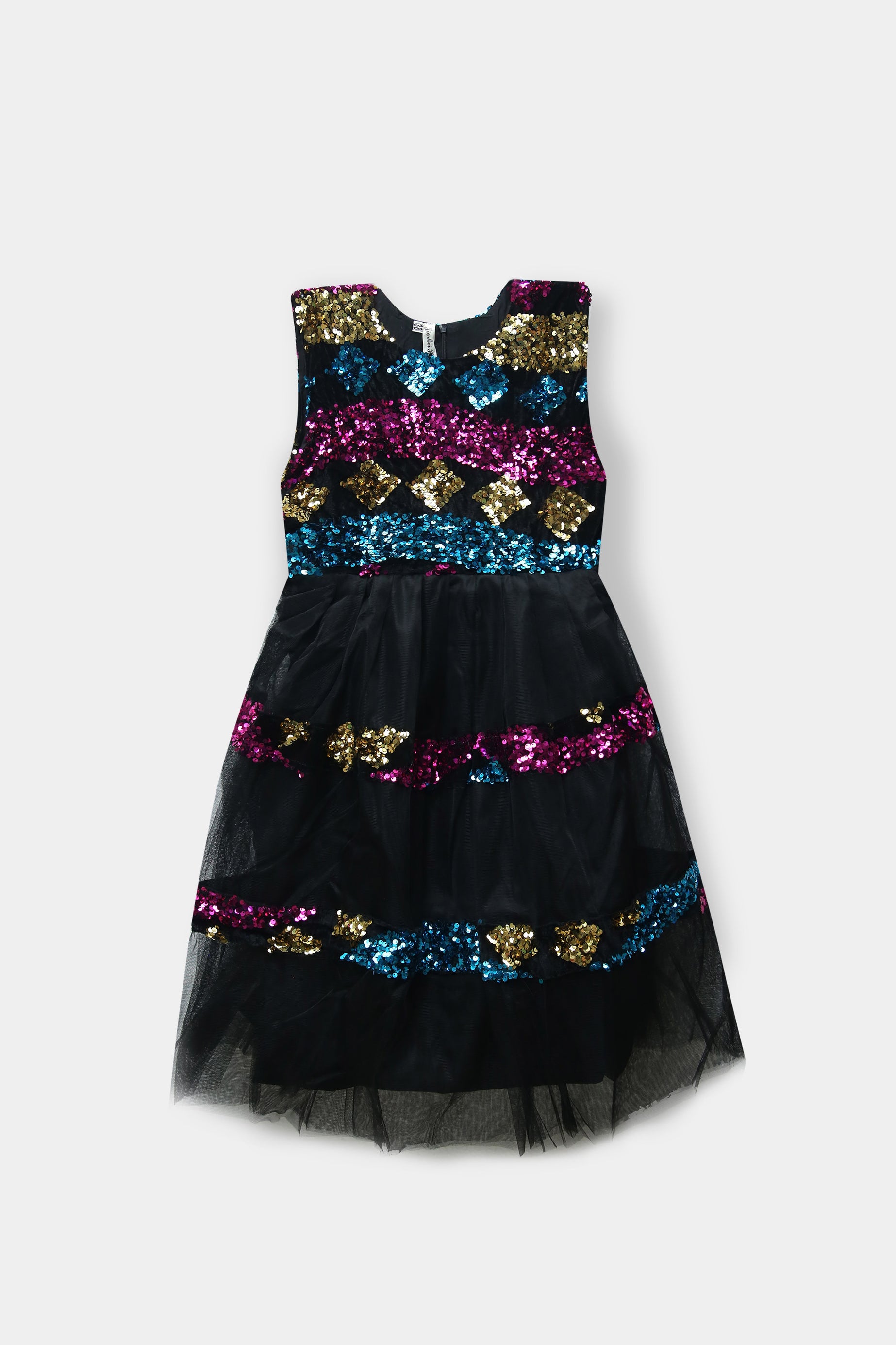 Girls Imported Frock Fancy Sequins Beauty-Multi