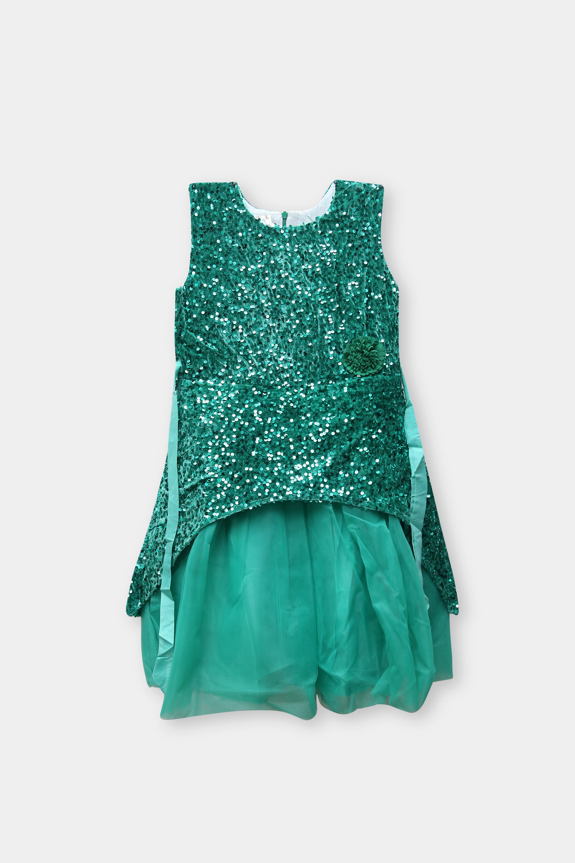 Girls Imported Green Frock Fancy Sequins Beauty