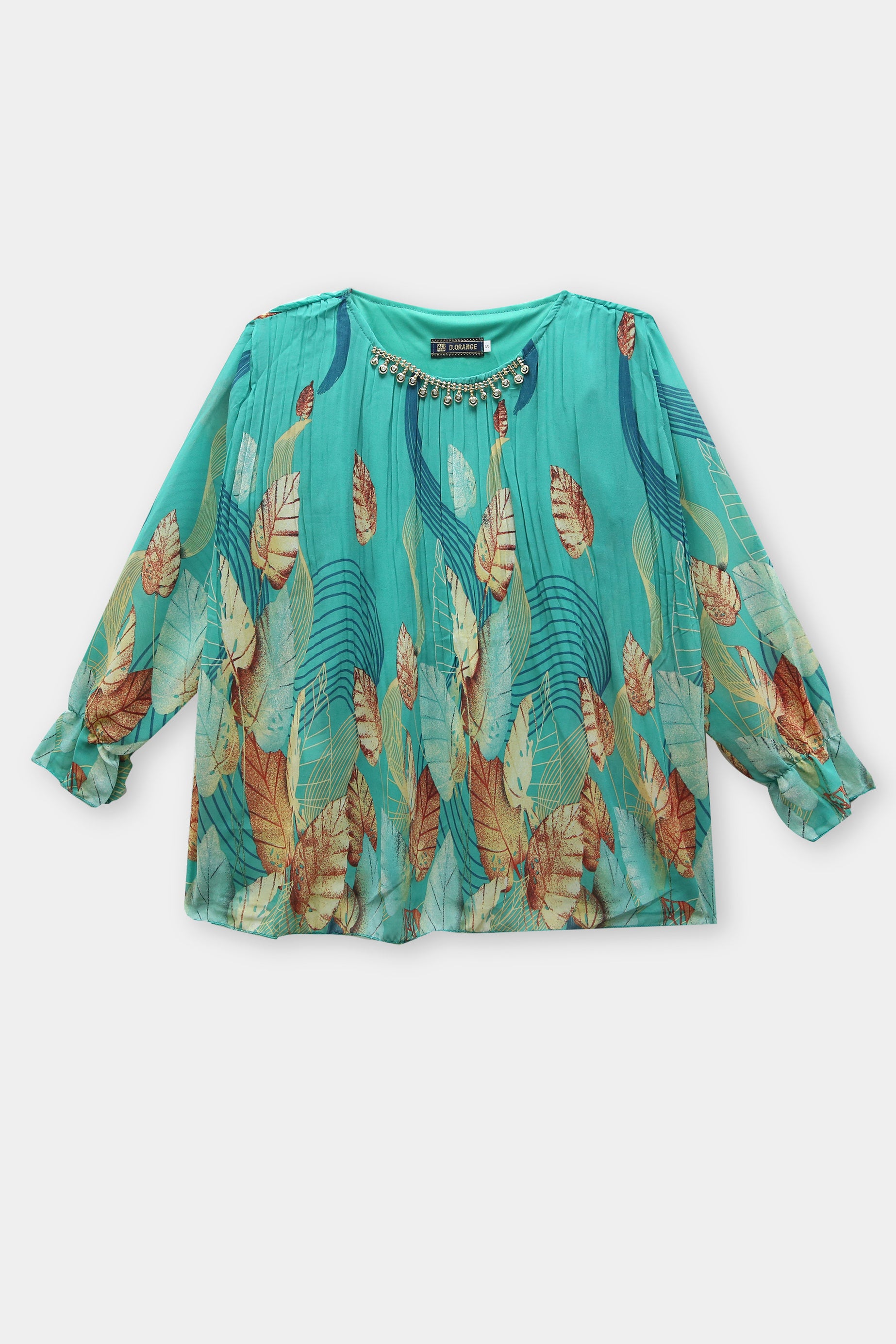 Girls Imported Chifon Top Sea Green With Inner Cotton