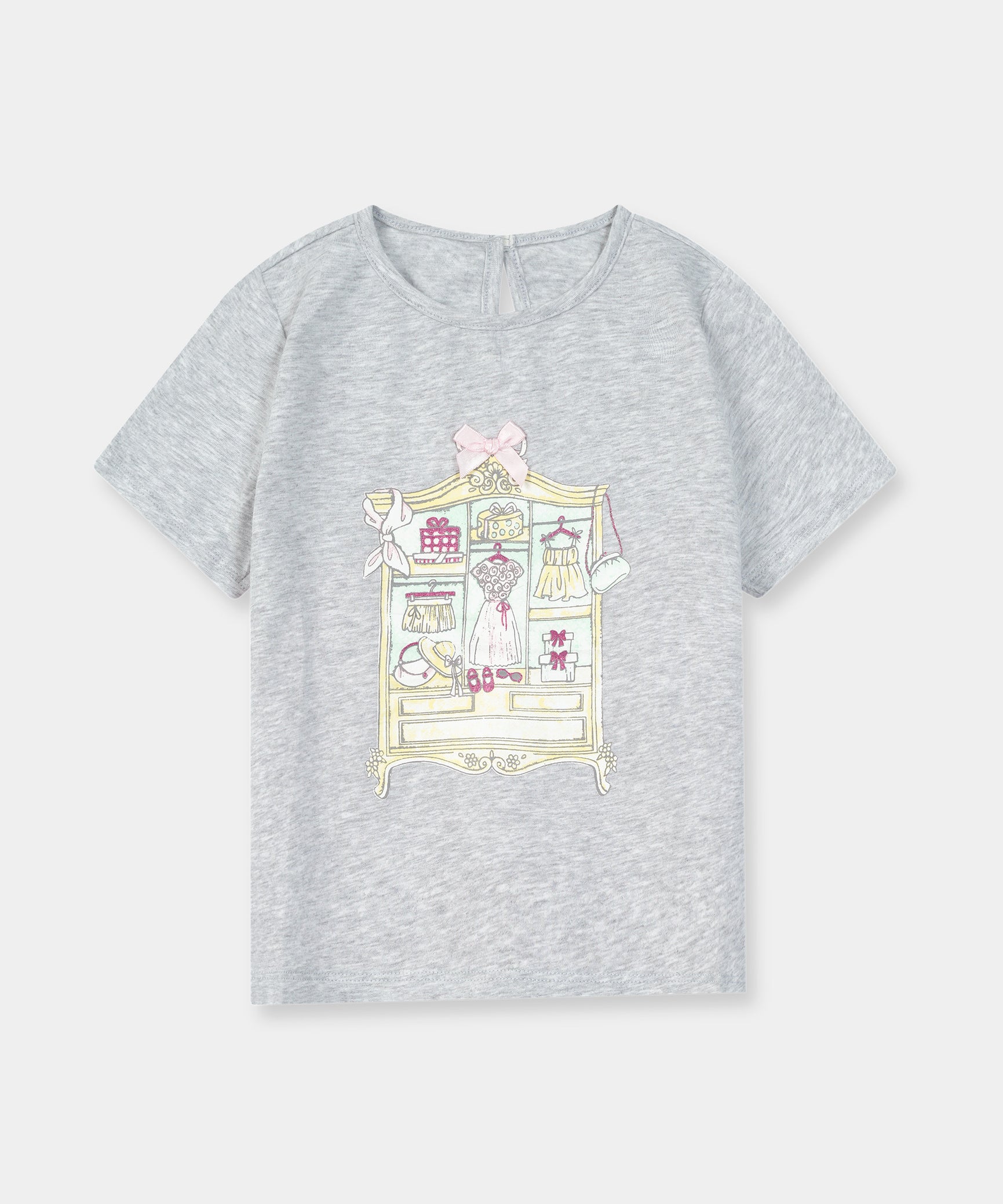 Girls 100% Imported Soft Cotton Light Grey Graphics Printed T-Shirt