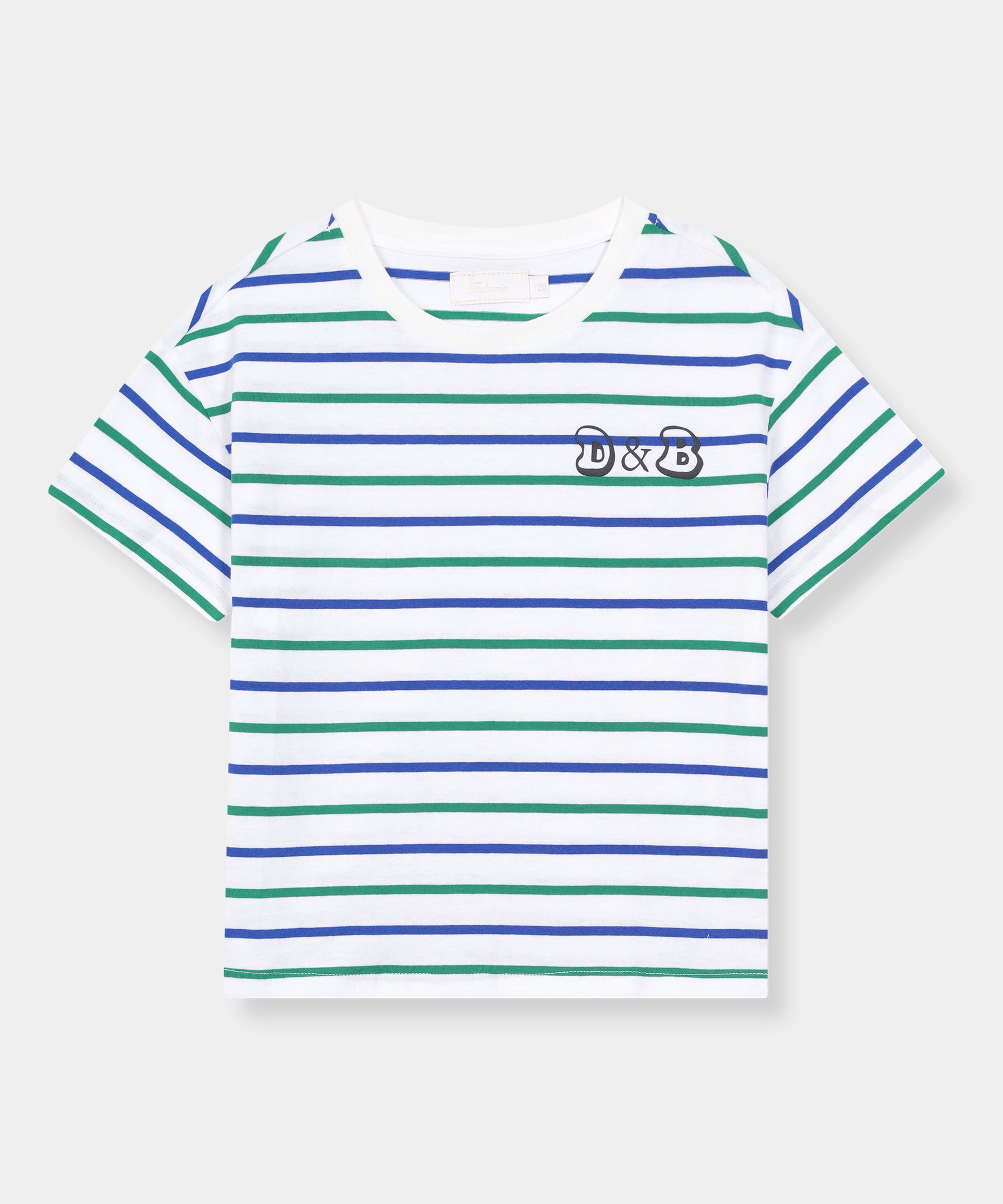 Boys 100% Imported Soft Cotton Green And White Stripe T-Shirt