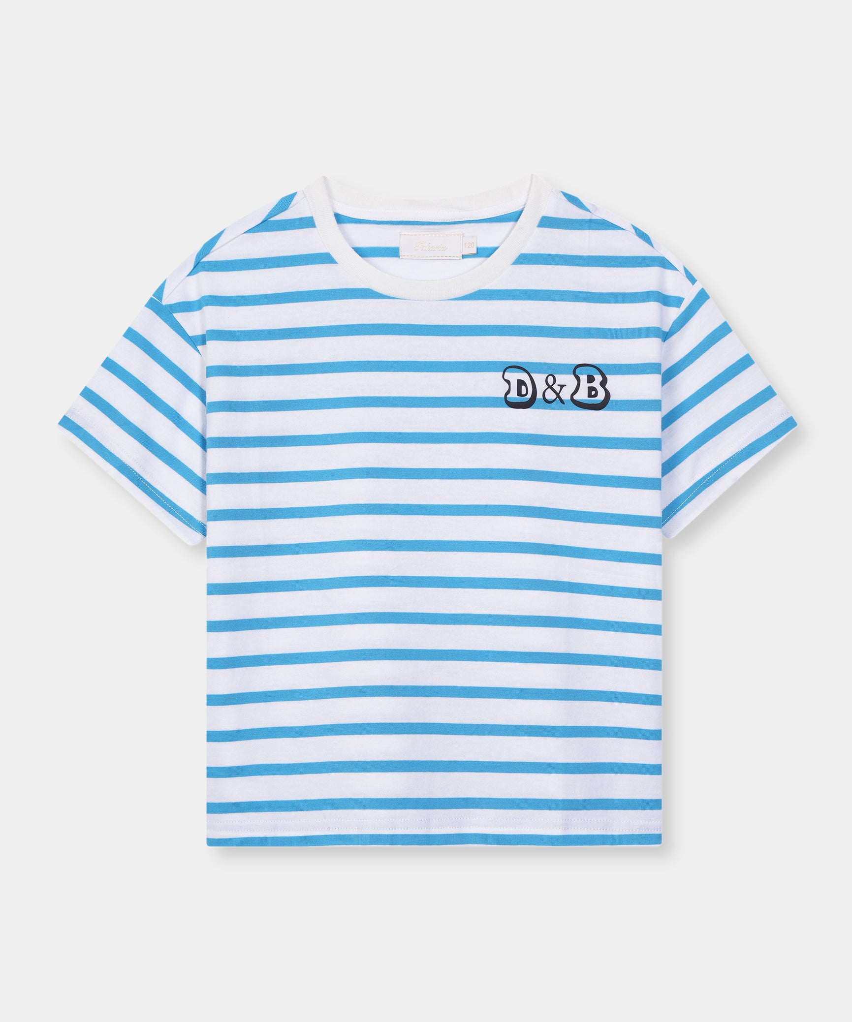 Boys 100% Imported Soft Cotton Blue And White Stripe T-Shirt