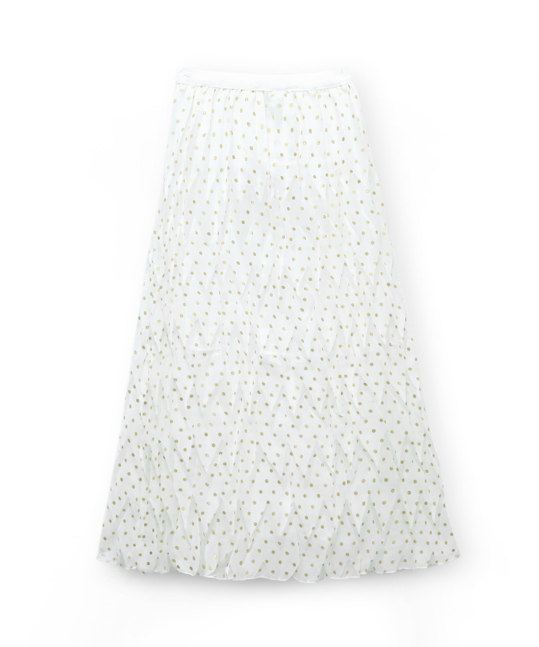 Girls Imported Bell Bottom White Skirt with Gold Dots