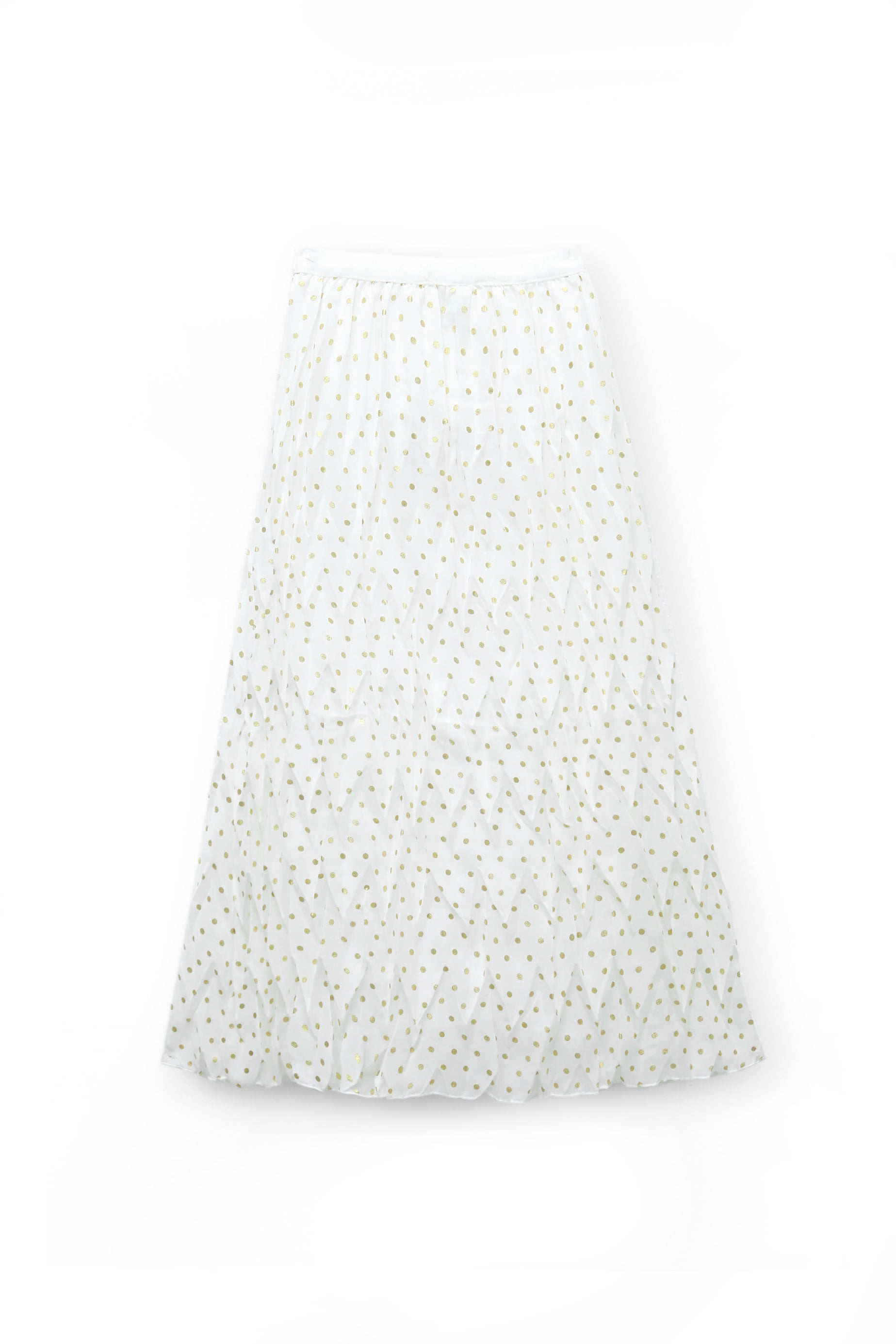 Girls Imported Bell Bottom White Skirt with Gold Dots