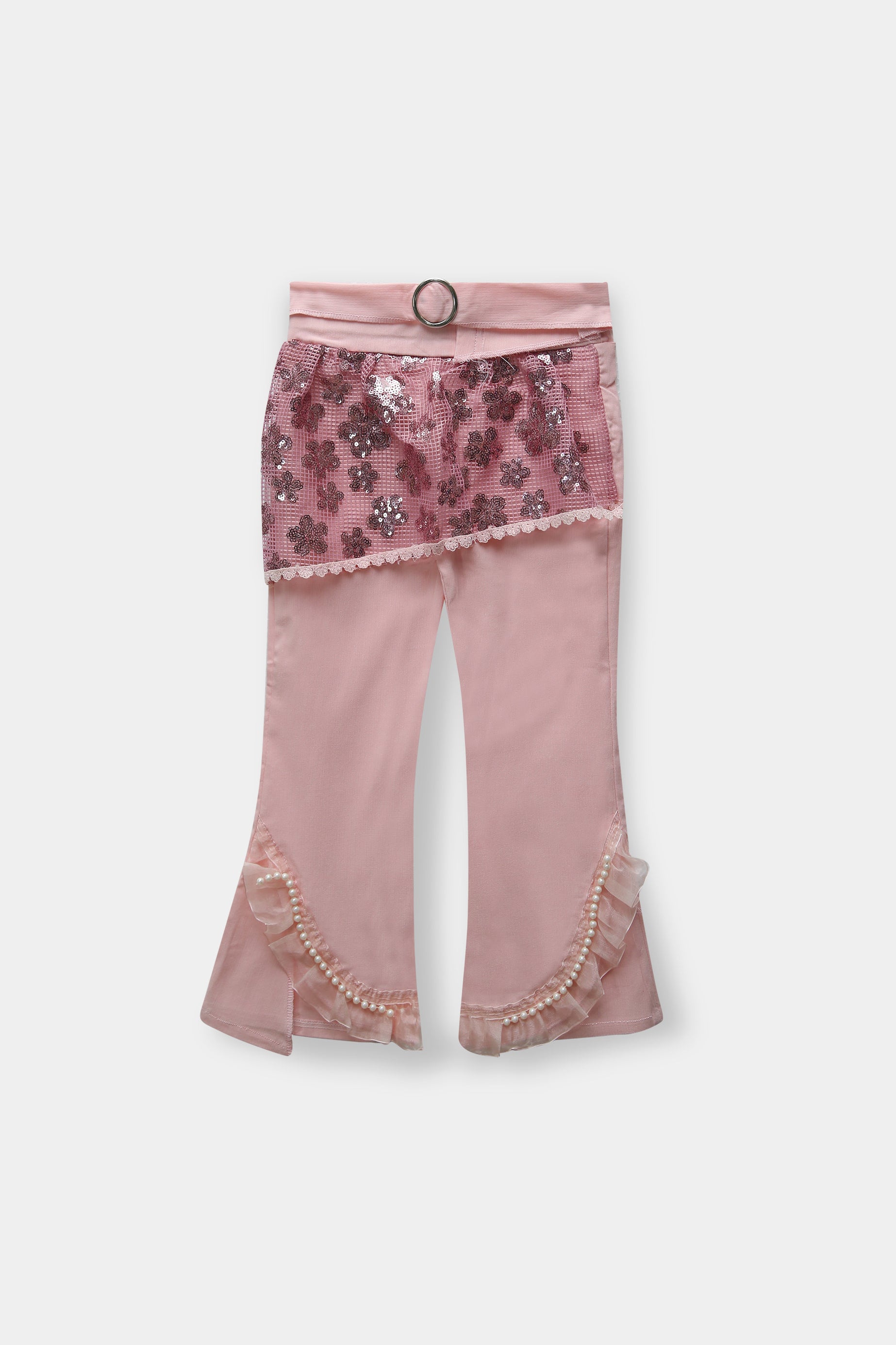 Girls Imported Pink Pant Tights With Belt