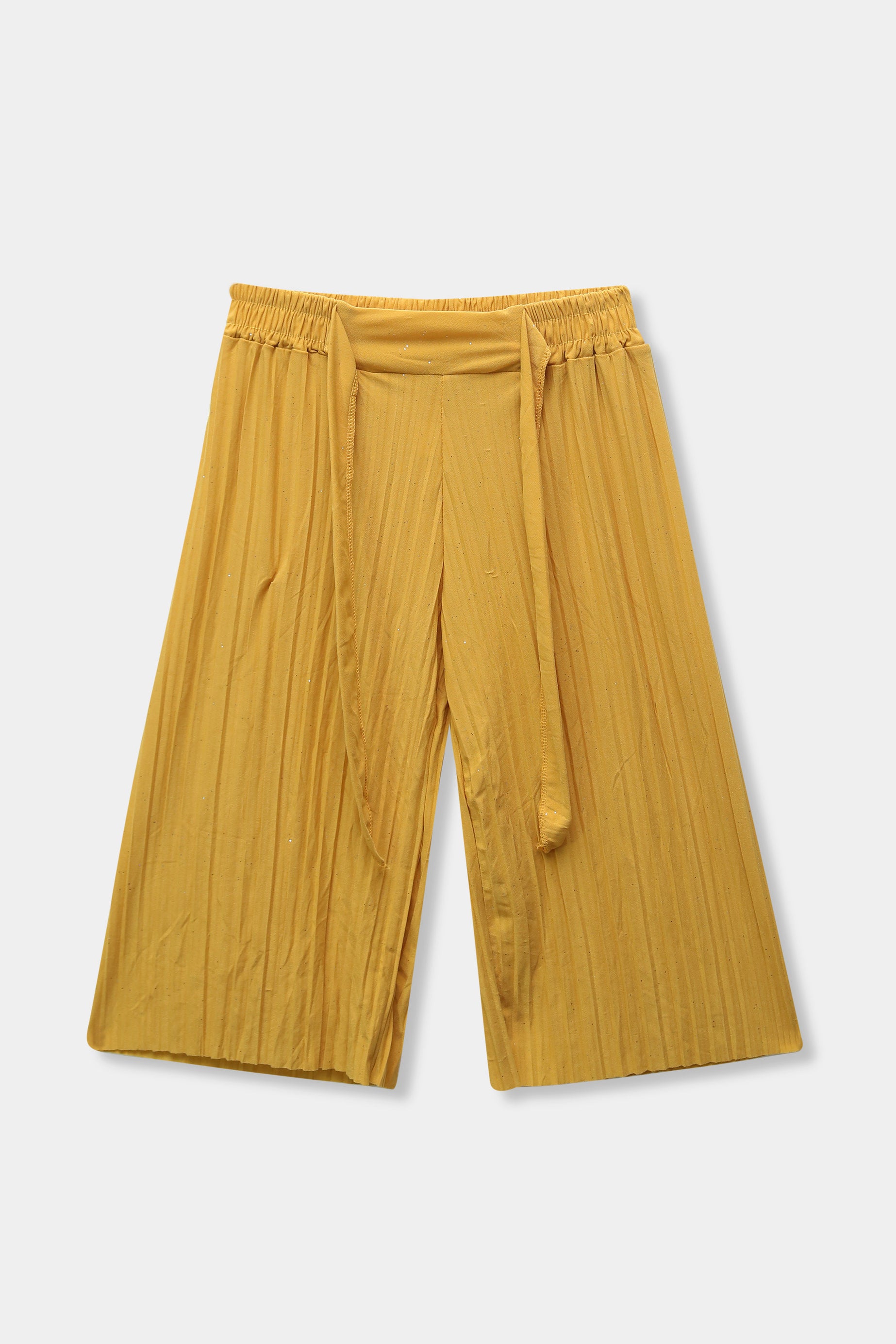 Girls Imported Linen Cotton Mustard Bell Bottom Plazo Trouser