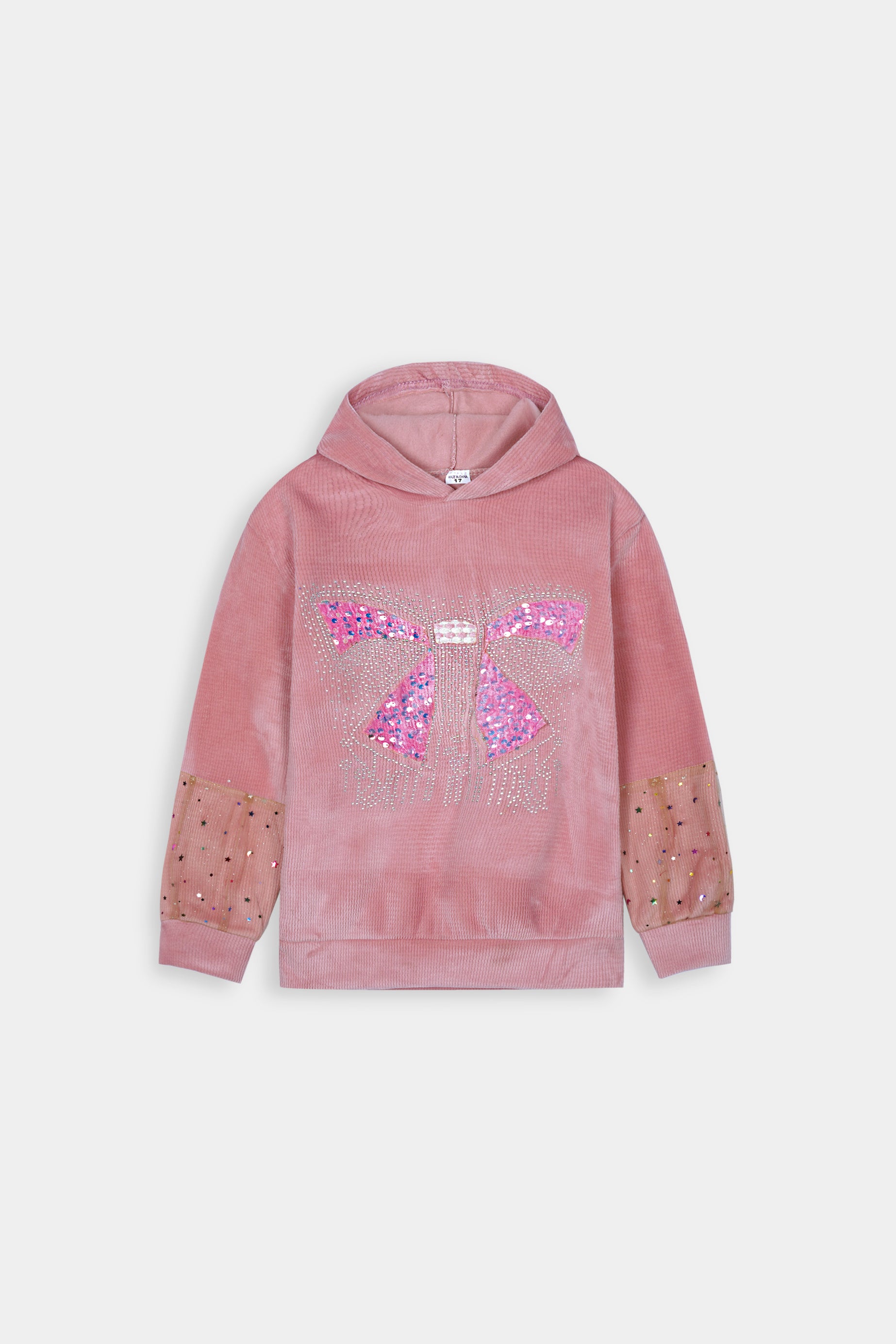 Imported Girls Pull Over Kotrai Velvet Hoodie With Sequin