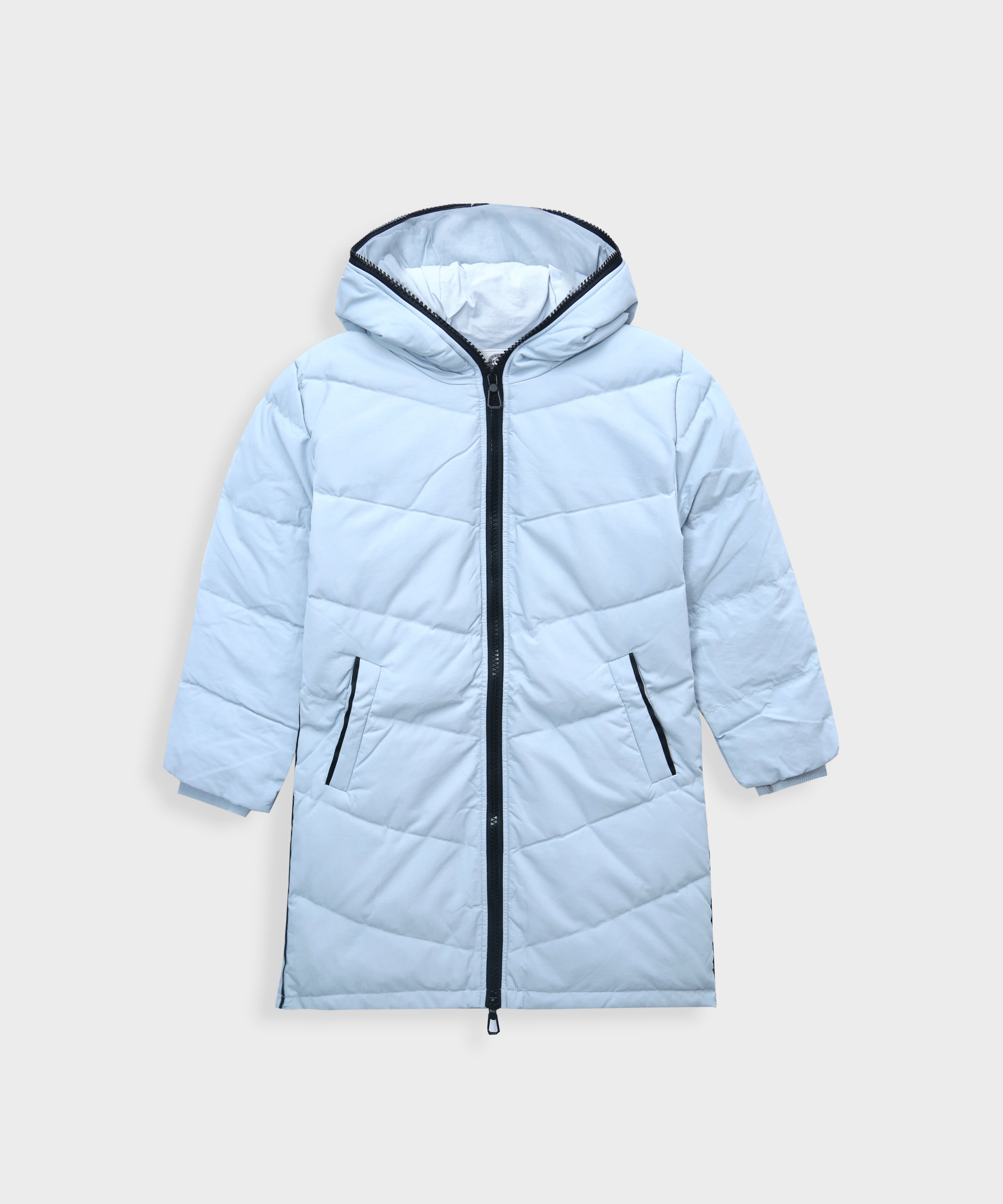 Imported Long Quilted Zipper Hoodie Jacket For Girls