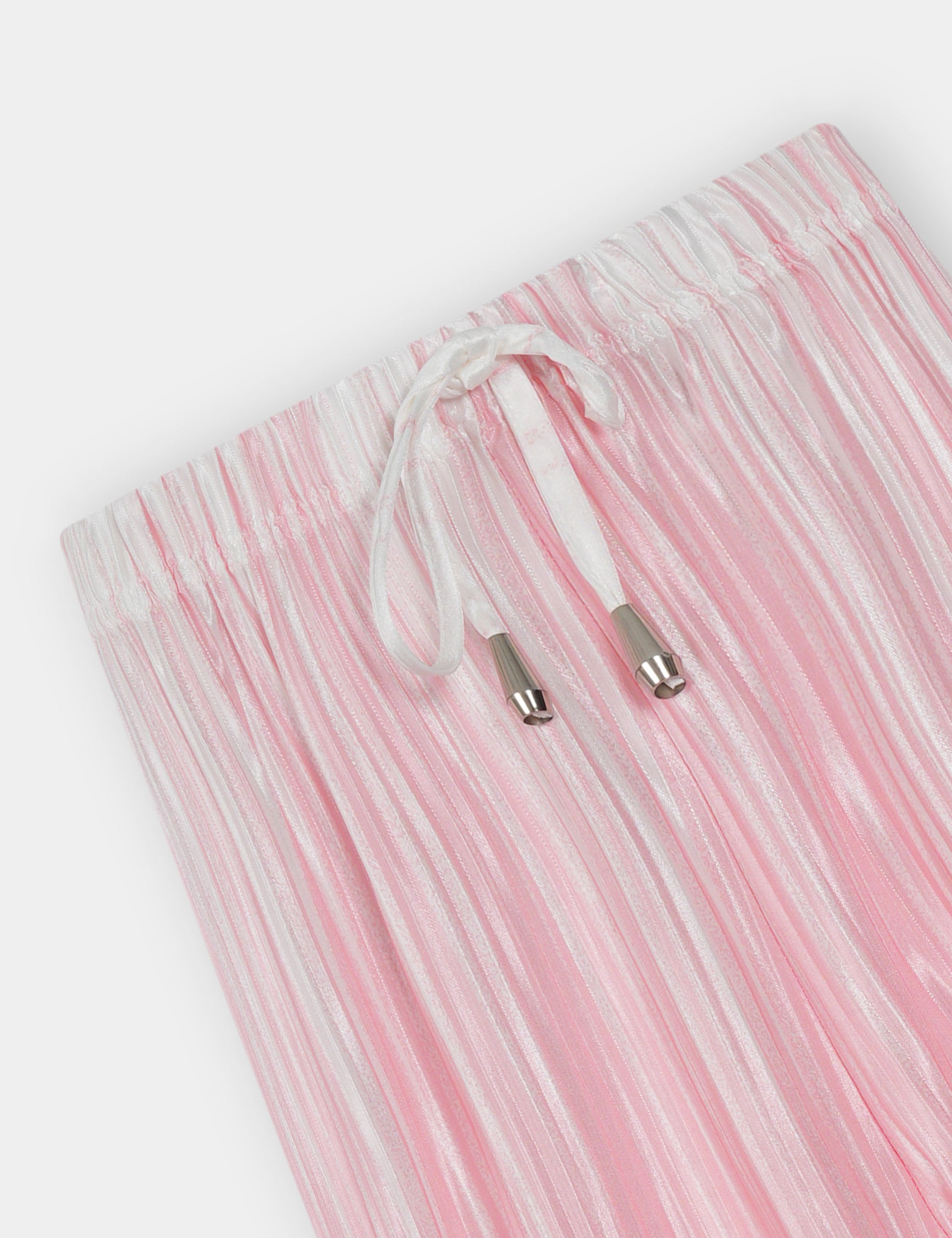 Girls Imported Pleated Pink And White Trousers