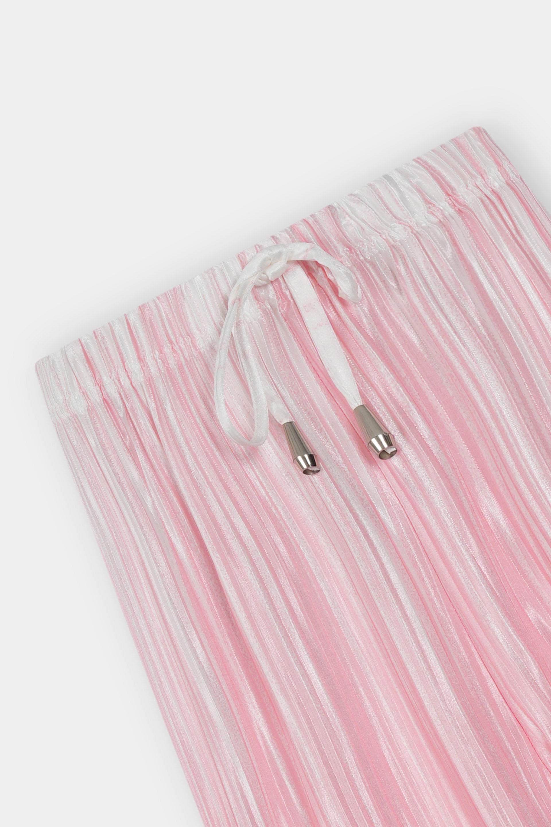 Girls Imported Pleated Pink And White Trousers
