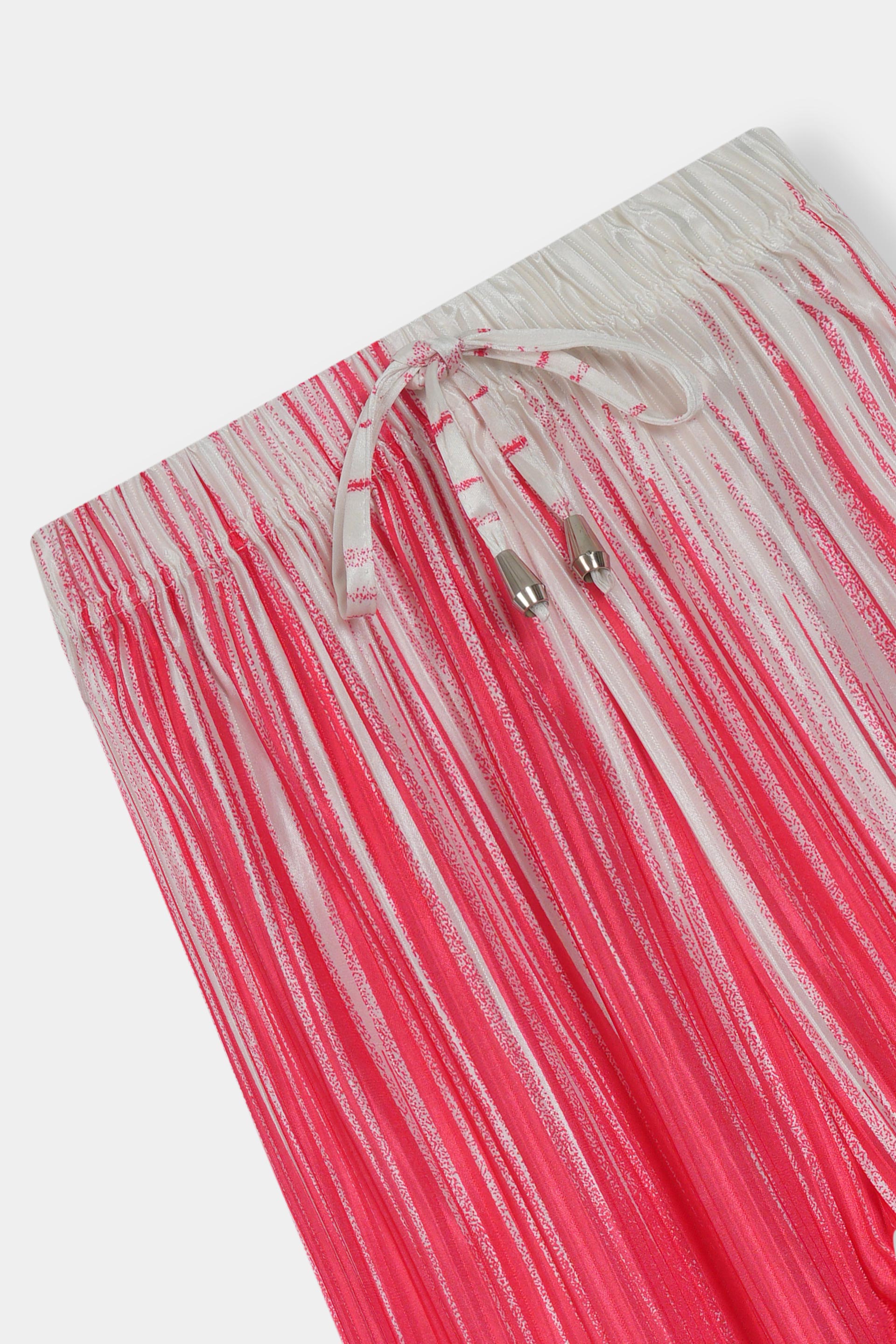 Girls Imported Pleated Red And white Trousers