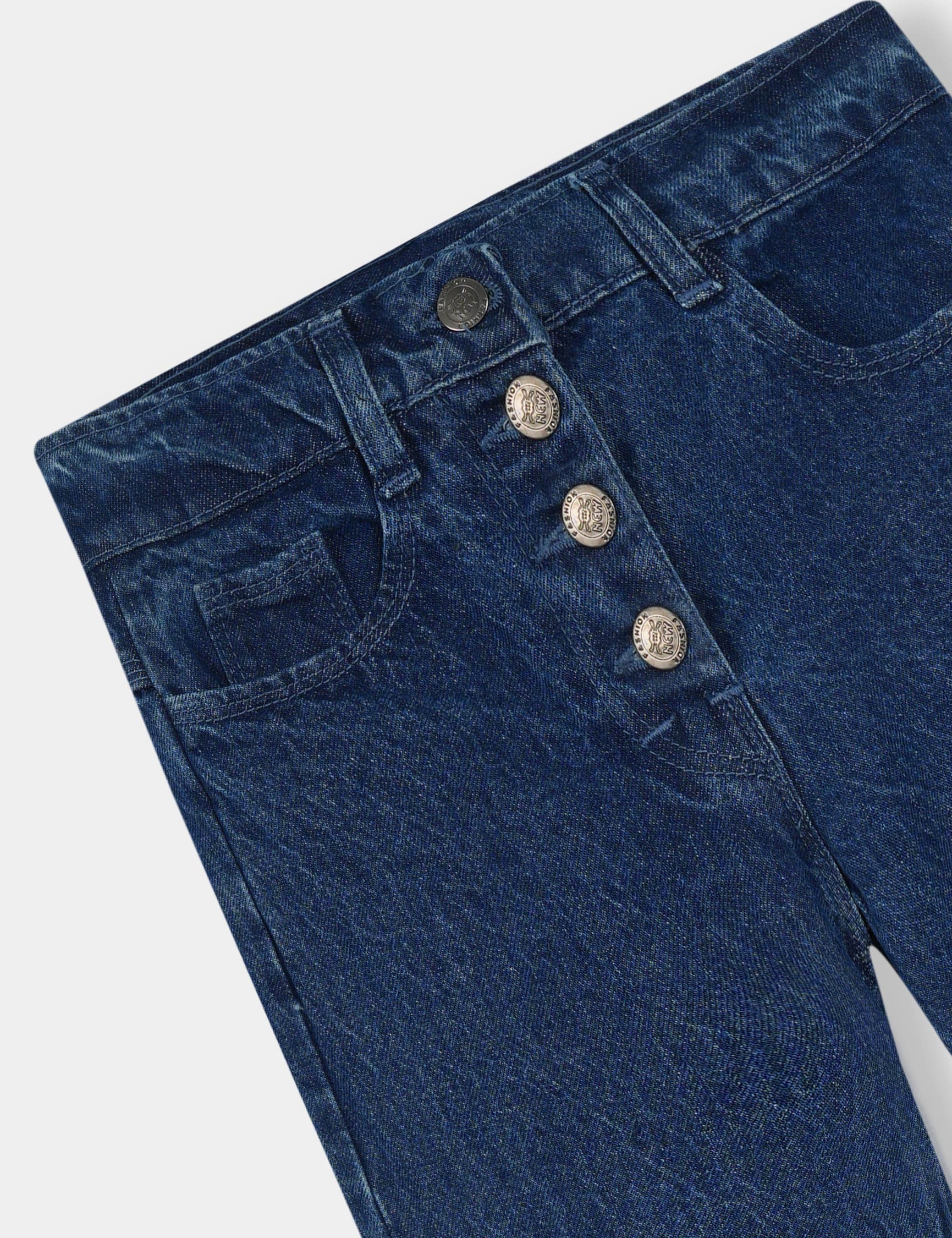 Girls Imported Denim Navy Blue Stretch Flared Jeans