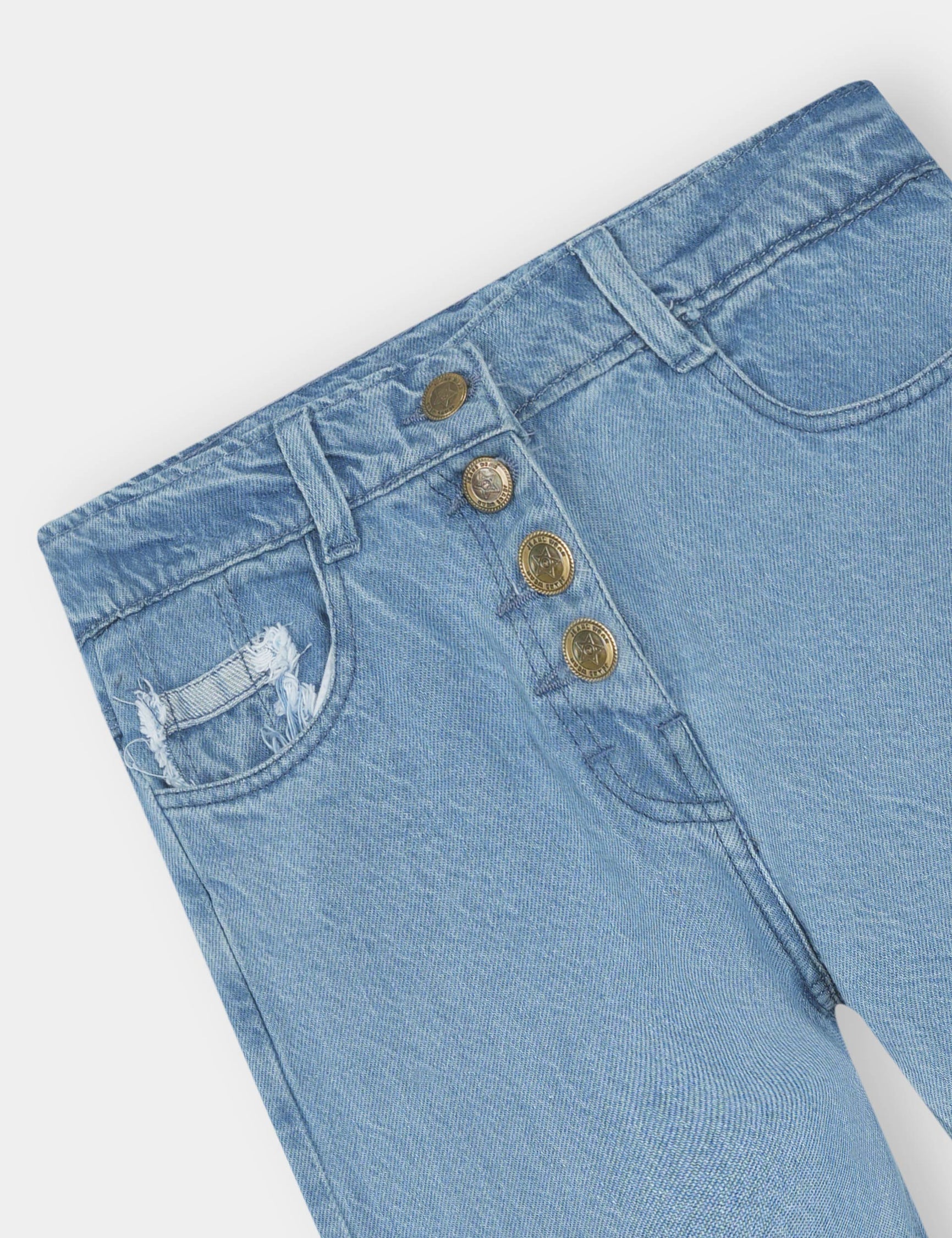 Girls Imported Denim Sky Blue Stretch Flared Jeans