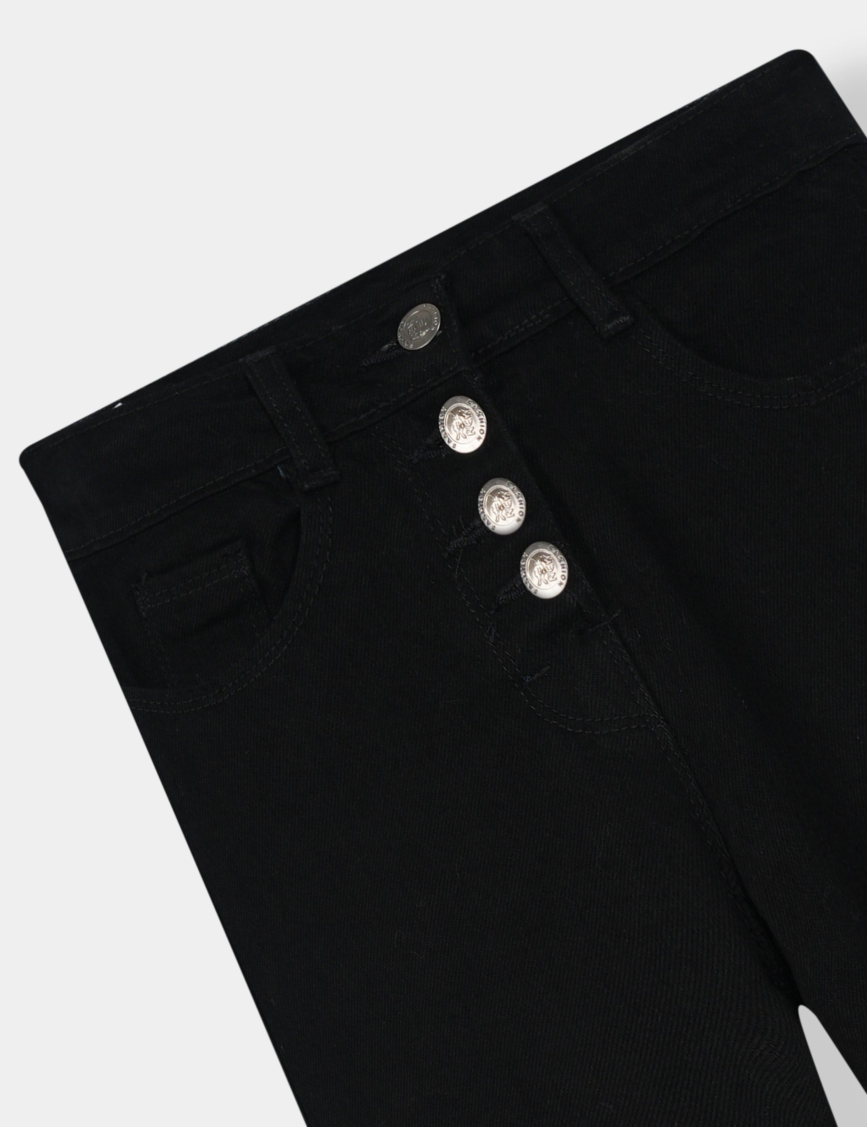 Girls Imported Denim Black Stretch Flared Jeans