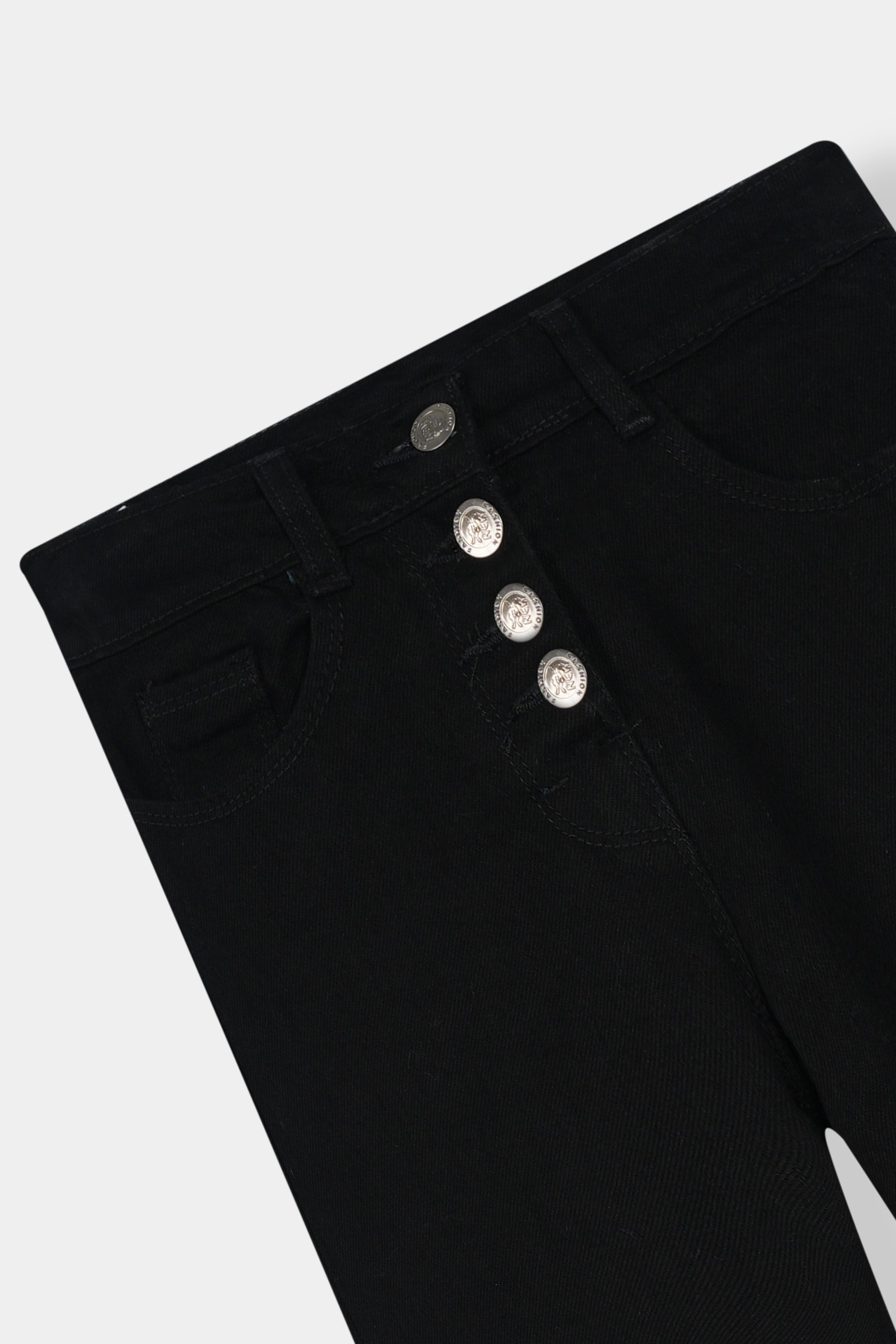 Girls Imported Denim Black Stretch Flared Jeans