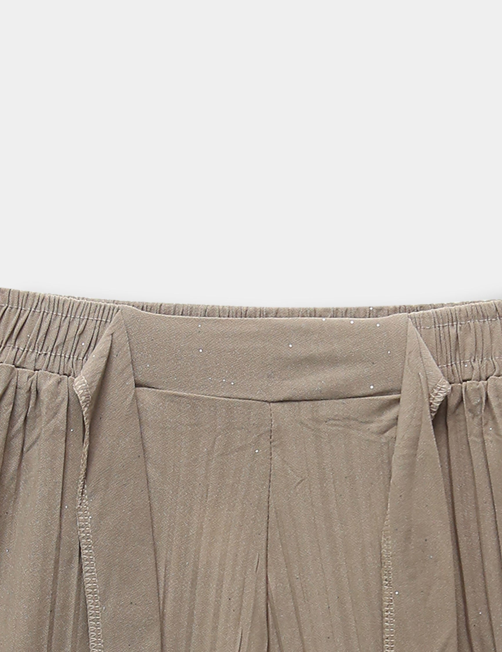 Girls Imported Linen Cotton Brown Bell Bottom Plazo Trouser(size 3 years to 12 years)