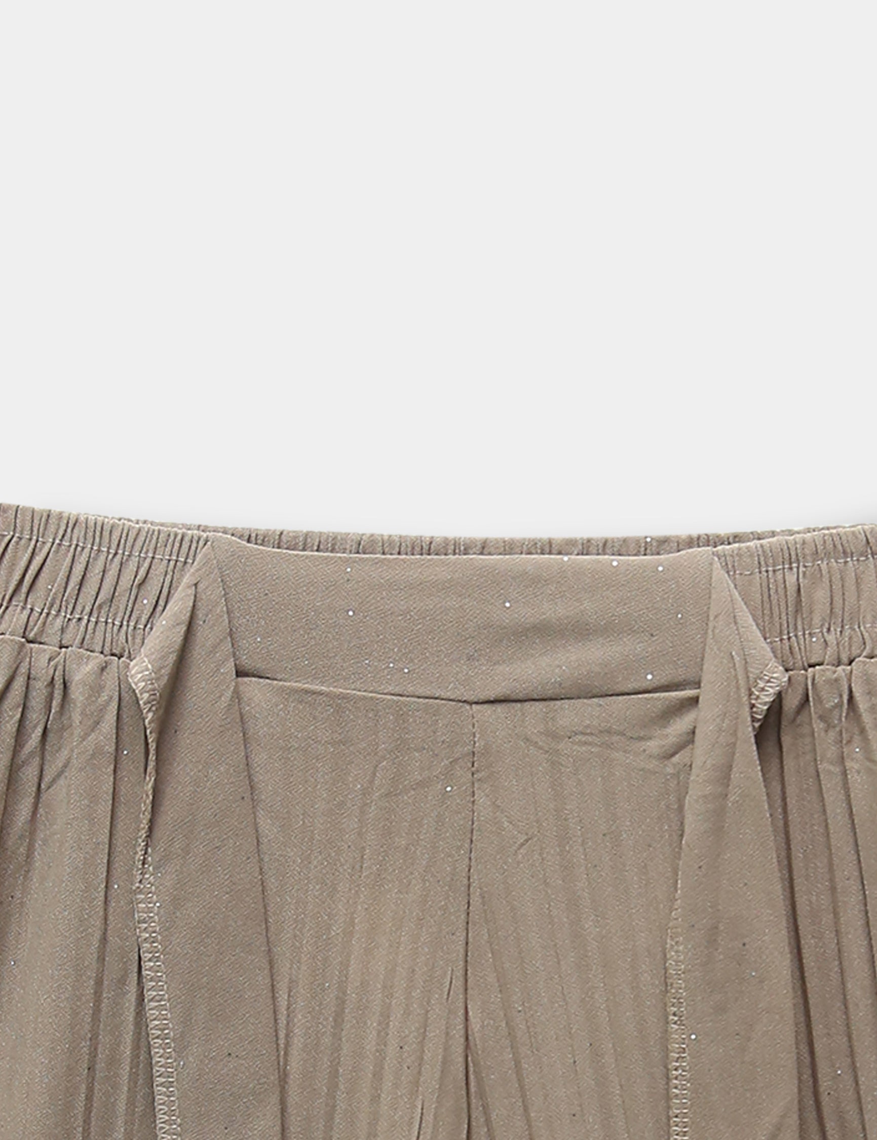 Girls Imported Linen Cotton Brown Bell Bottom Plazo Trouser