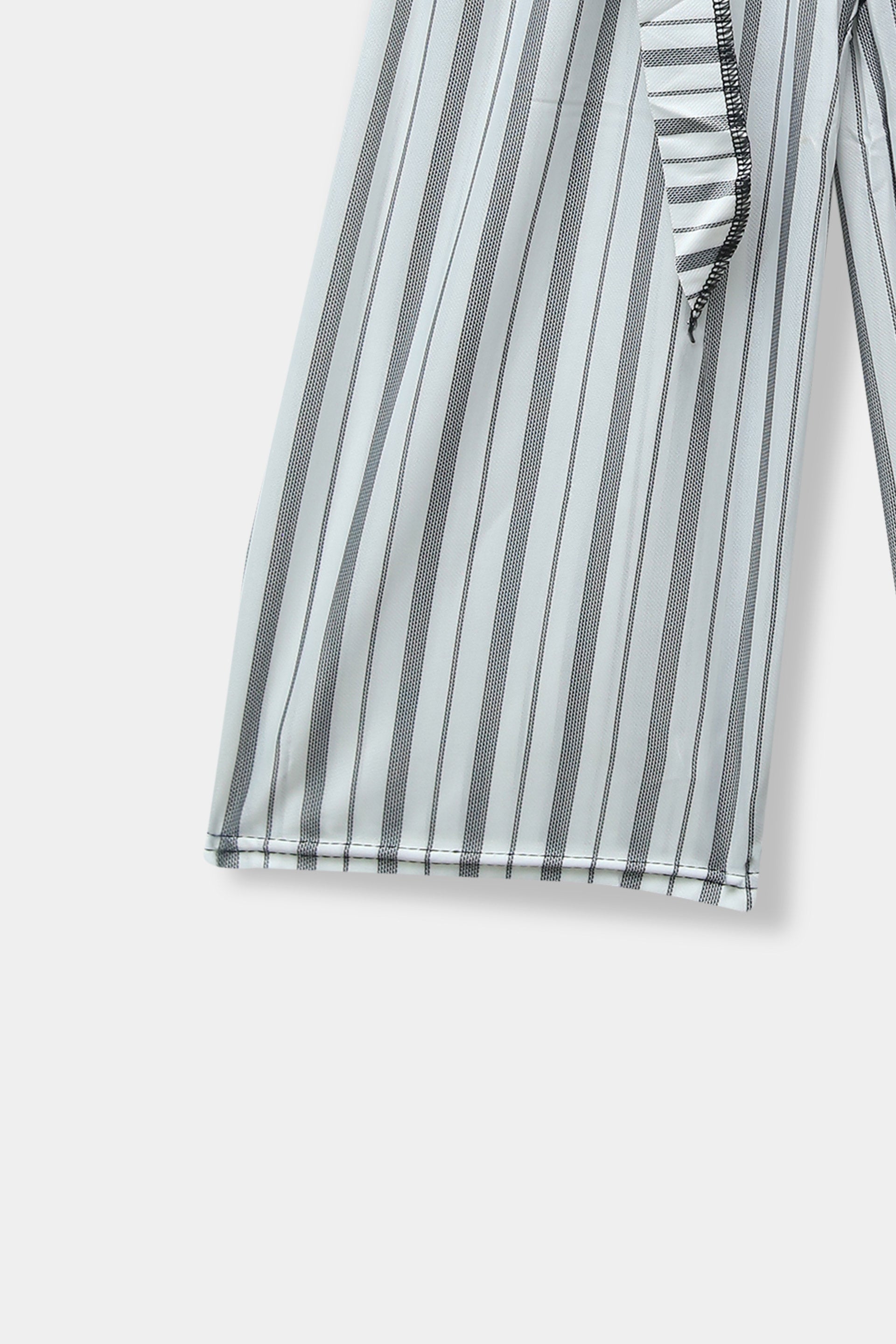 Girls Imported Linen Cotton Bell Bottom White And Black Plazo Trouser