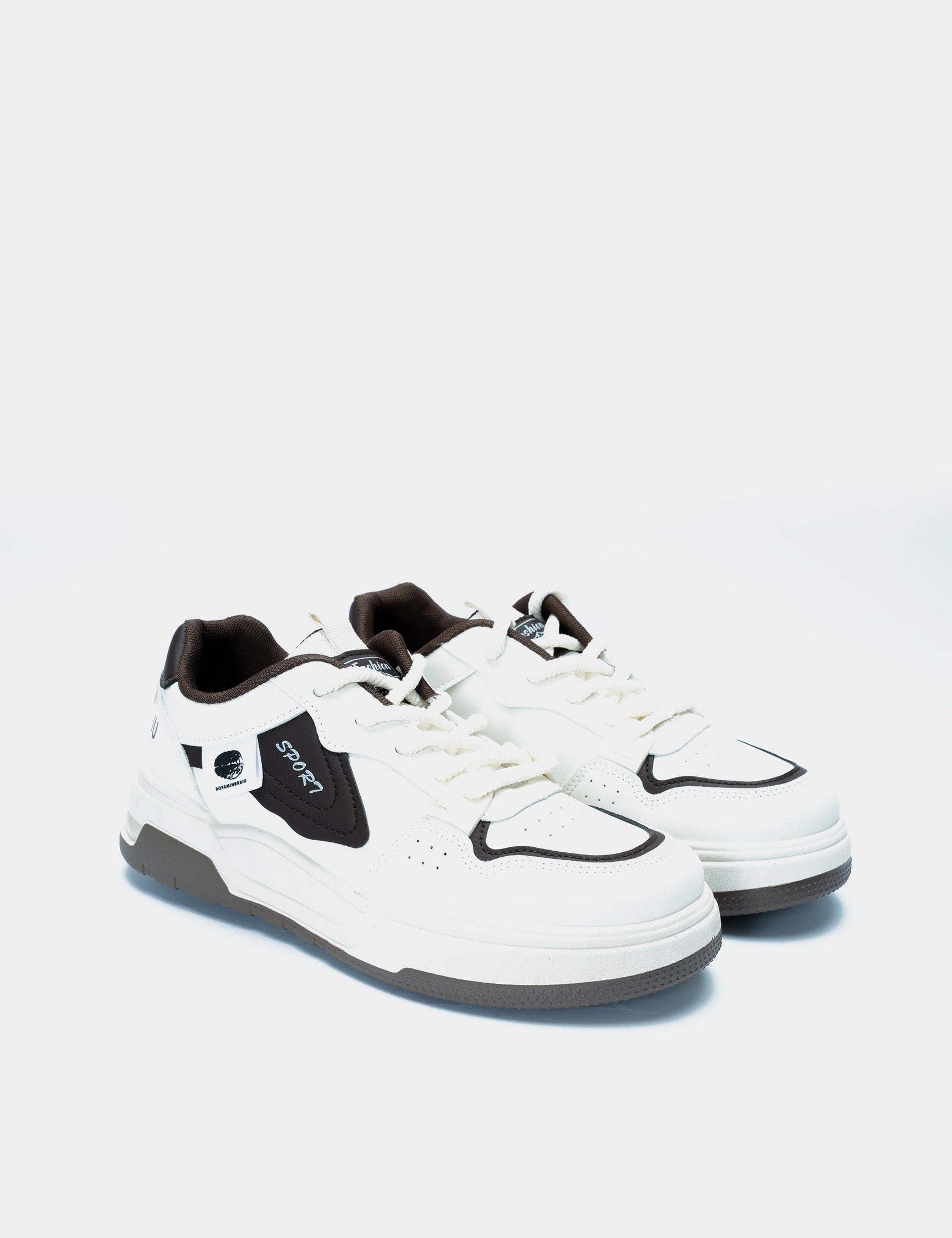 Low-Top Sneakers White Brown 7285
