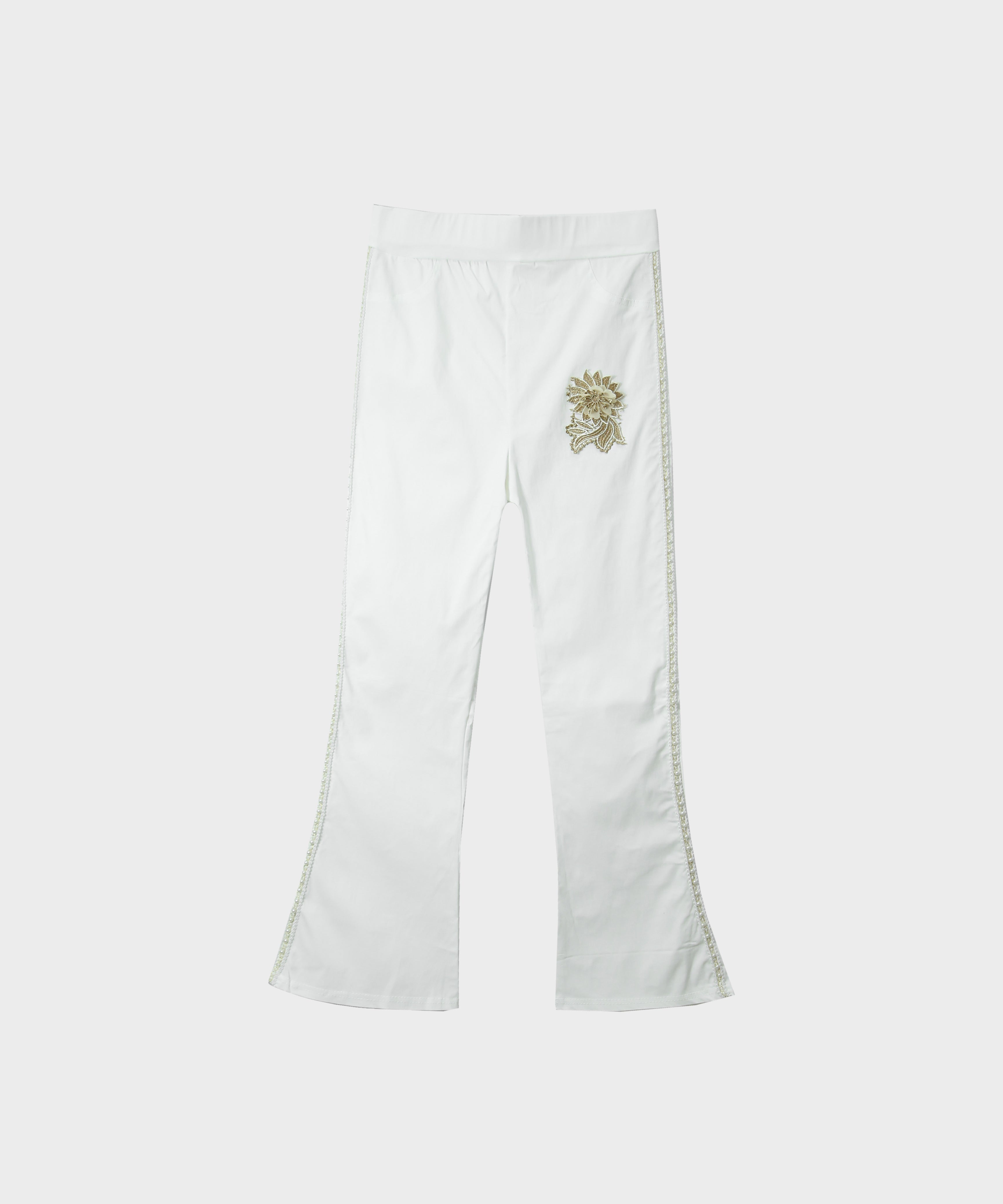 Imported For Girls White Pant Tights With Side Panel White Lace