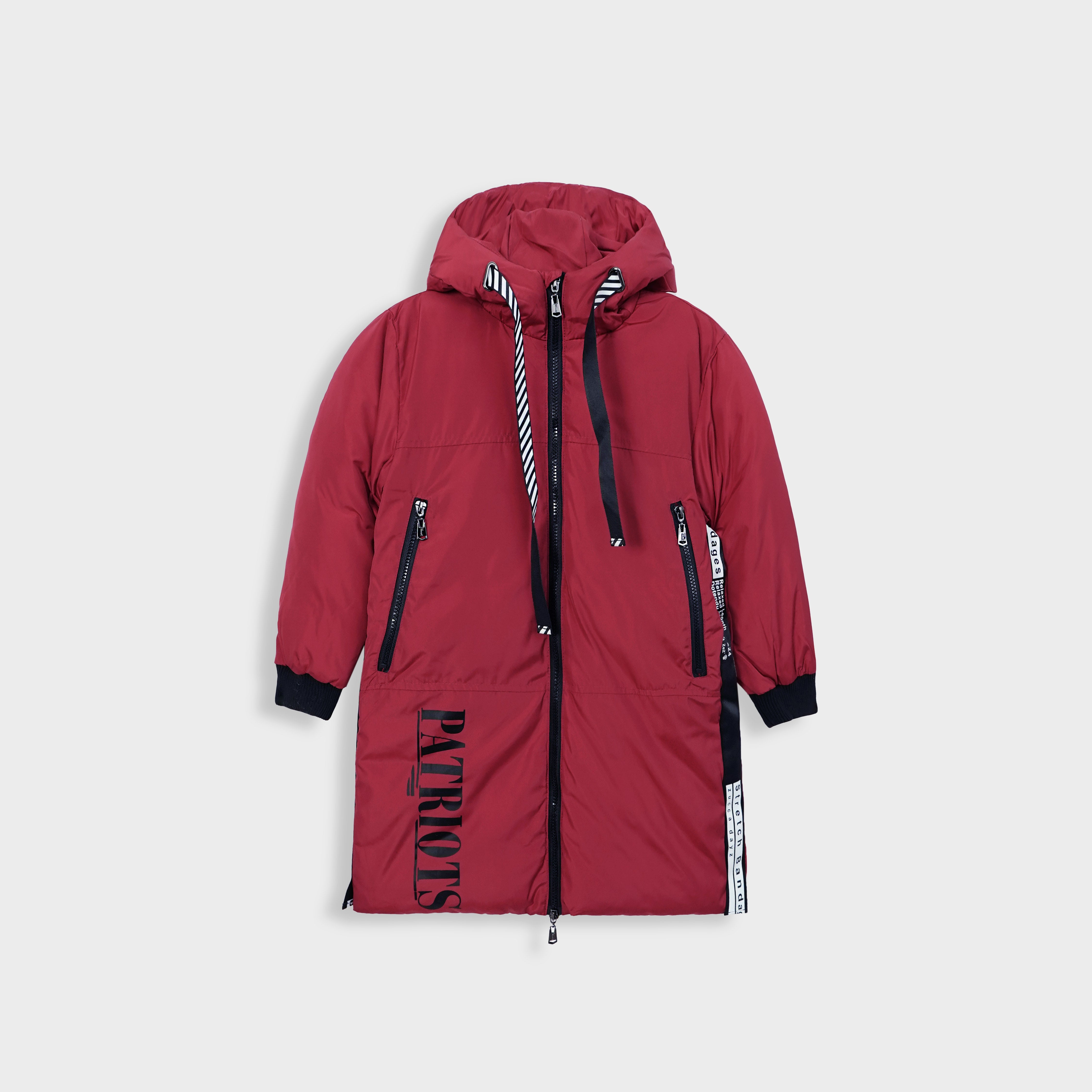 Imported Unisex Puffer Maroon Jacket With Zipper Pockets