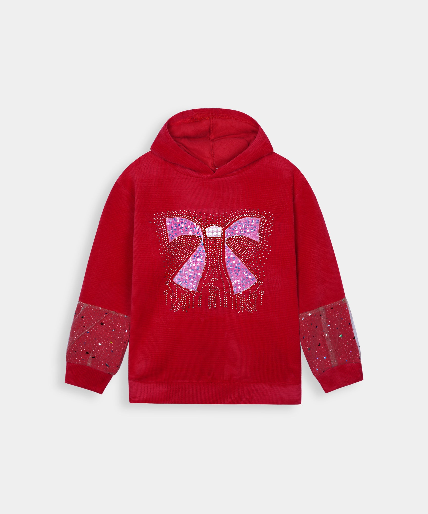 Imported Girls Pull Over Kotrai Velvet Hoodie With Sequin