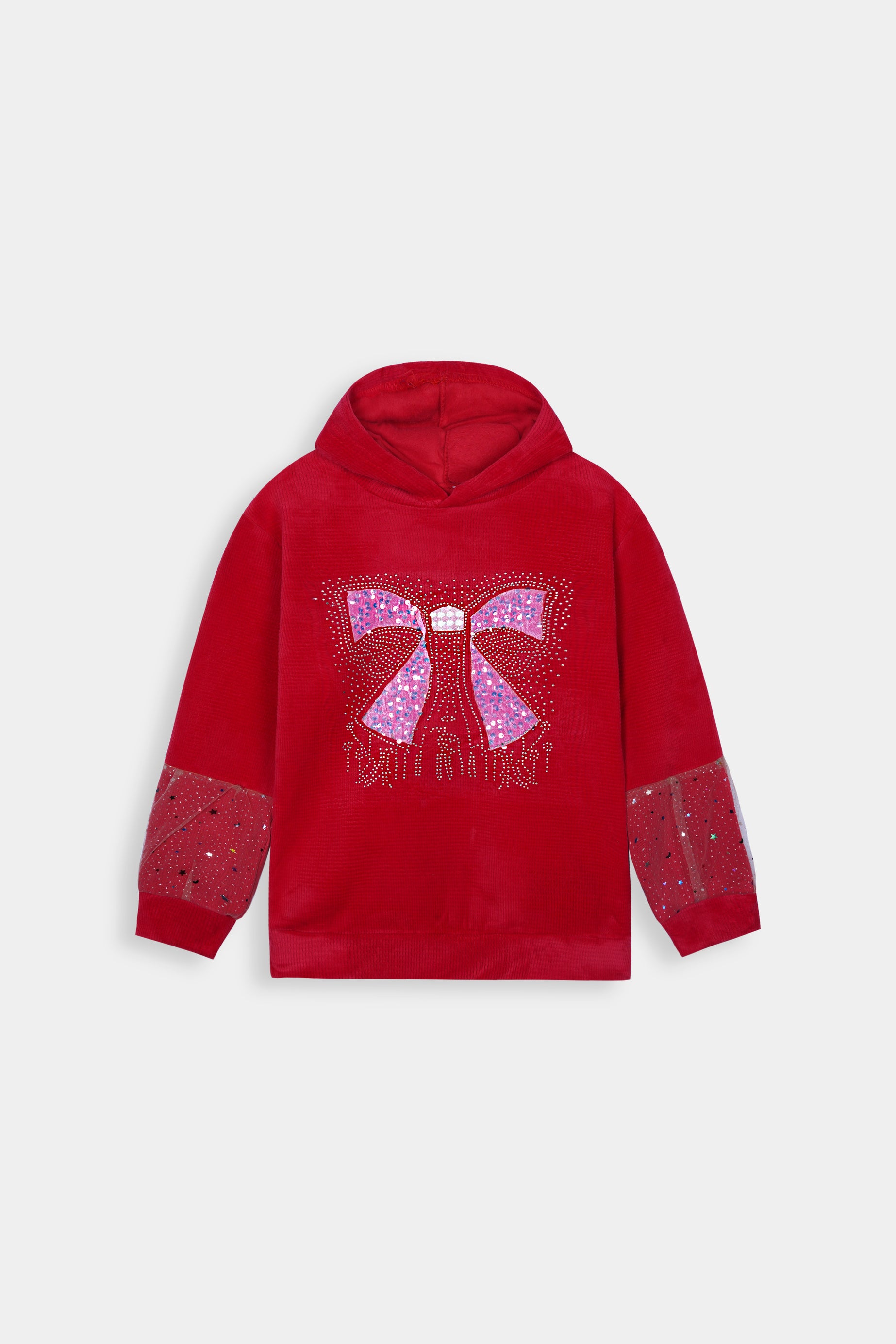 Imported Girls Pull Over Kotrai Velvet Hoodie With Sequin