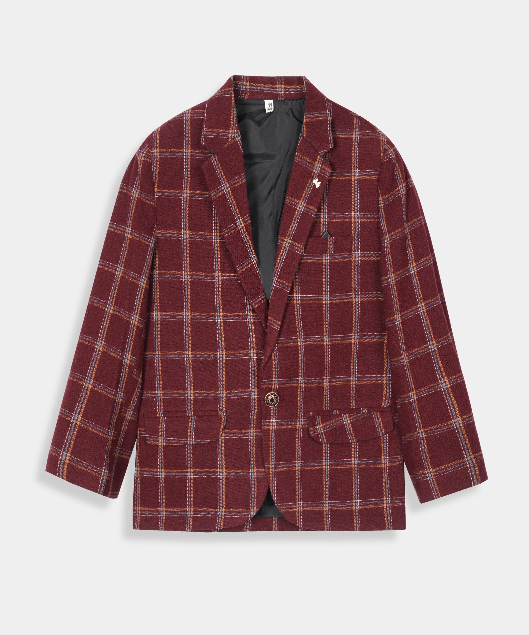 Boys Imported Soft Wool Red & White Check Coat