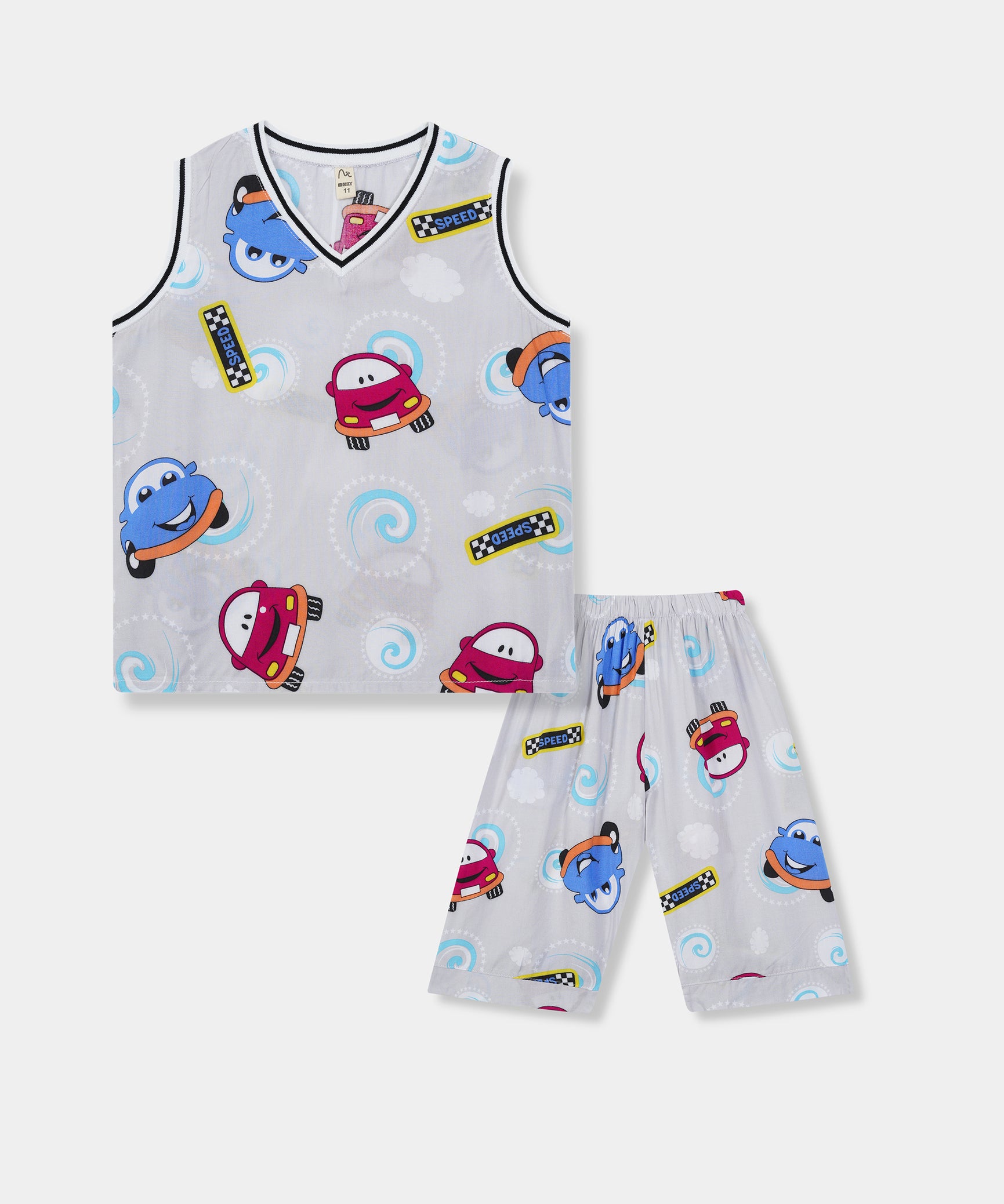 Kids 100% Imported Soft Cotton Printed Sleeveless Suit