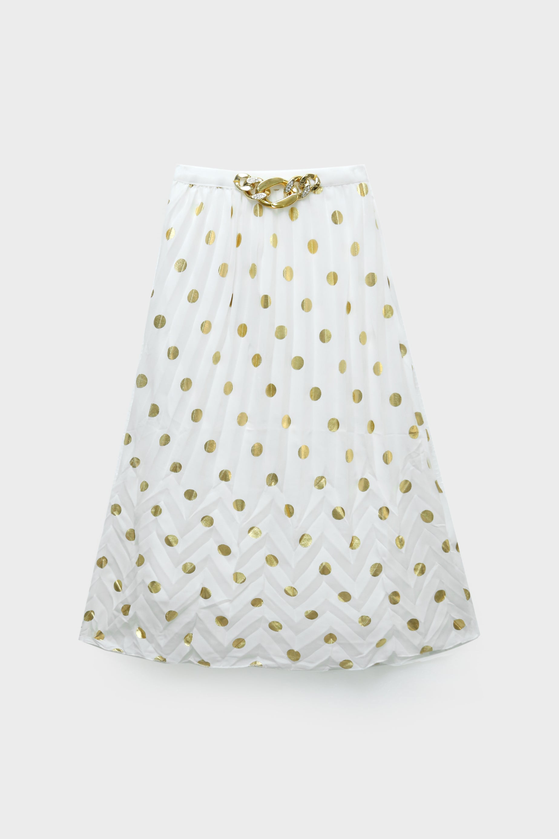 Girls Imported Bell Bottom White Skirt with Gold Hock