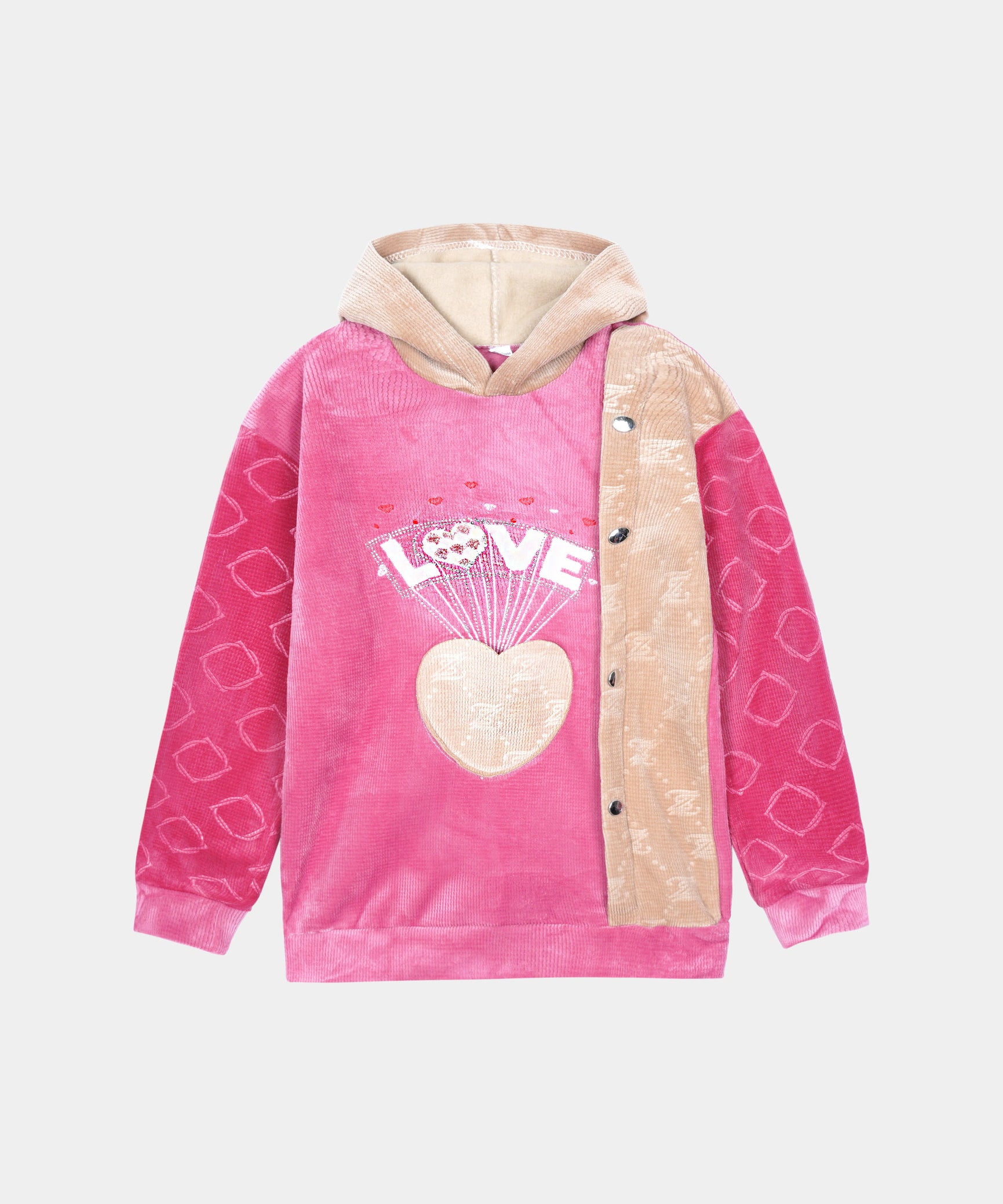 Imported Girls Pull Over Kotrai Velvet Printed Hoodie