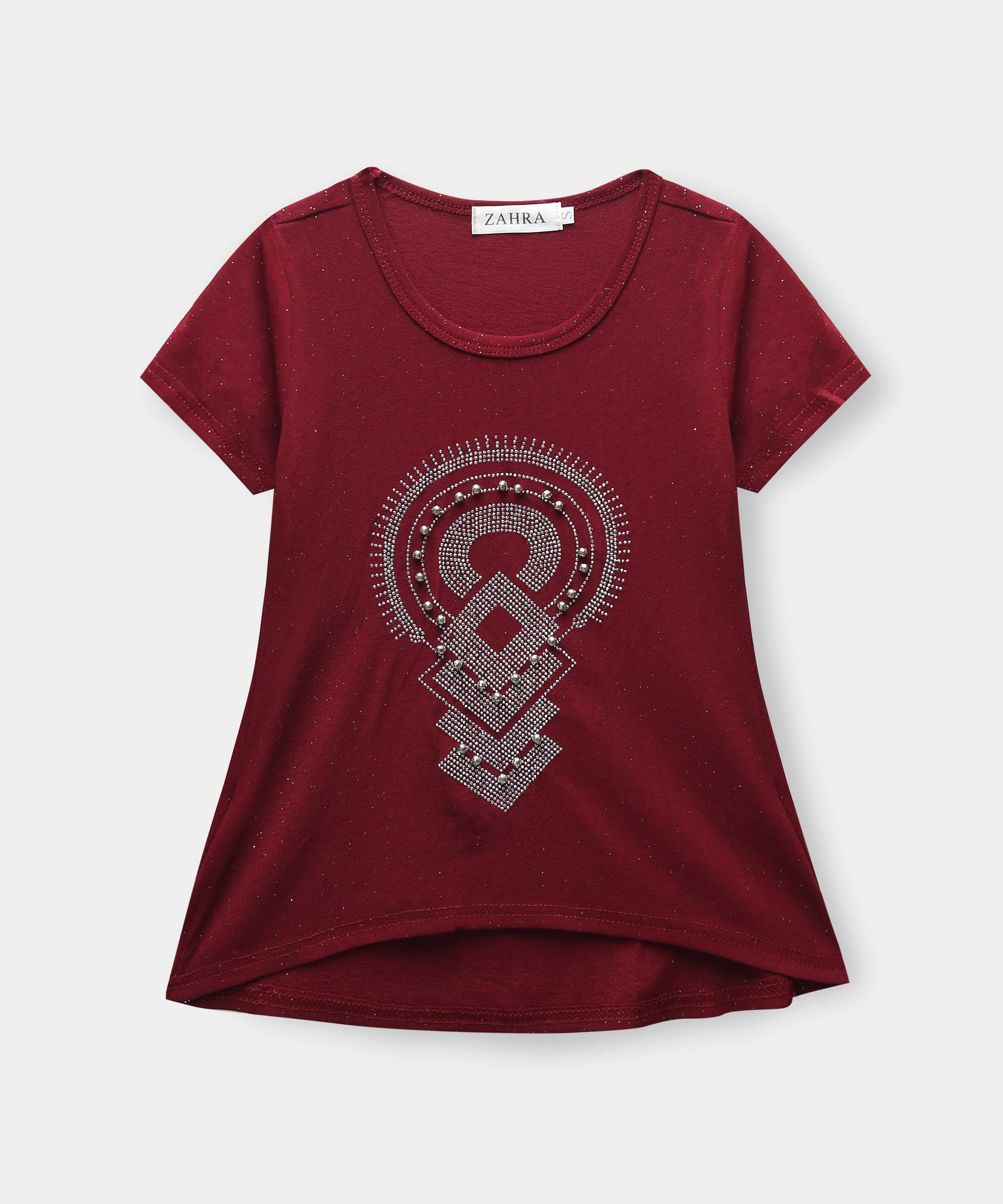 Girls Imported Cotton Graphics Printed Burgundy Top