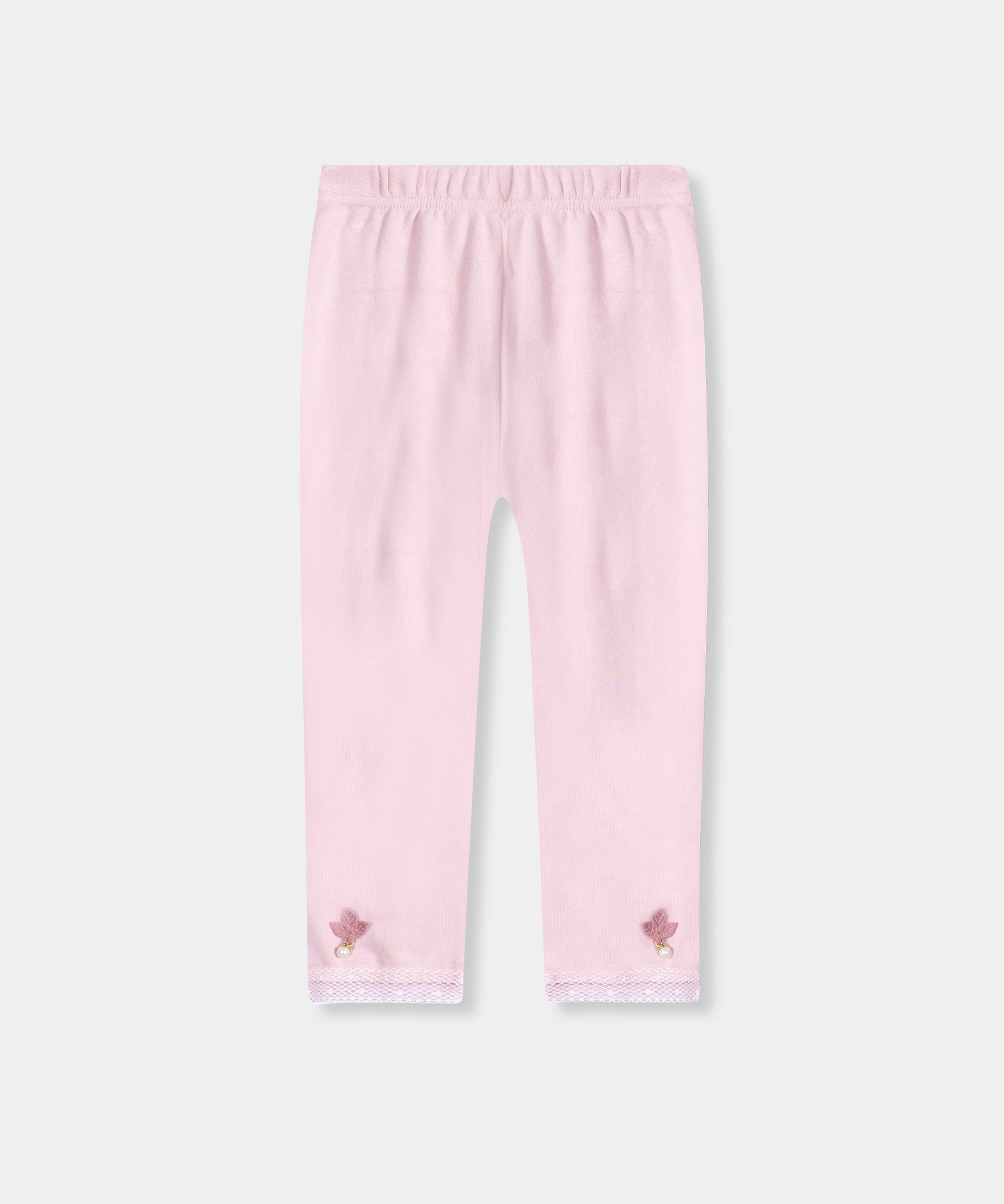 Girls Imported Baby Pink Printed Pant Tights