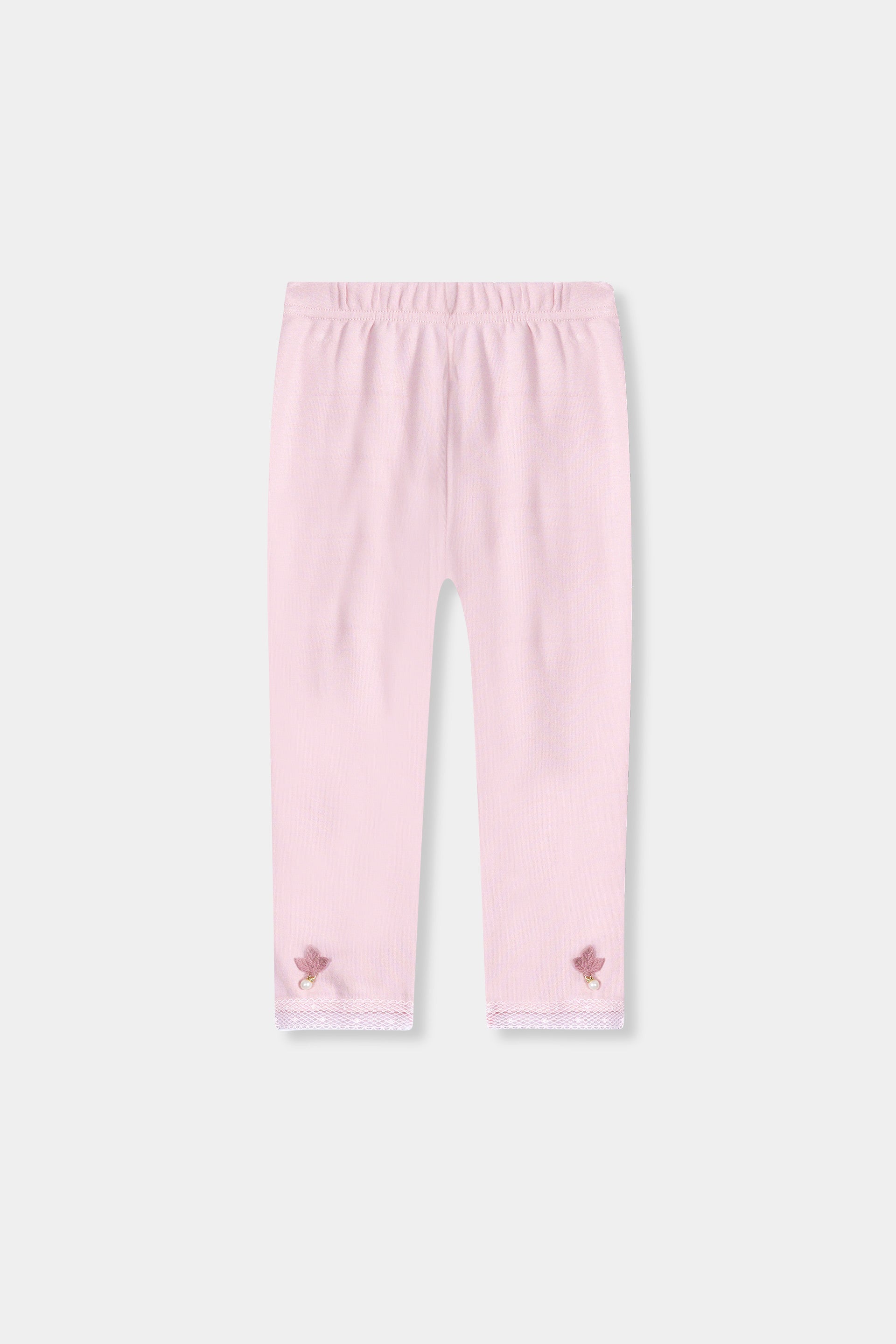 Girls Imported Baby Pink Printed Pant Tights