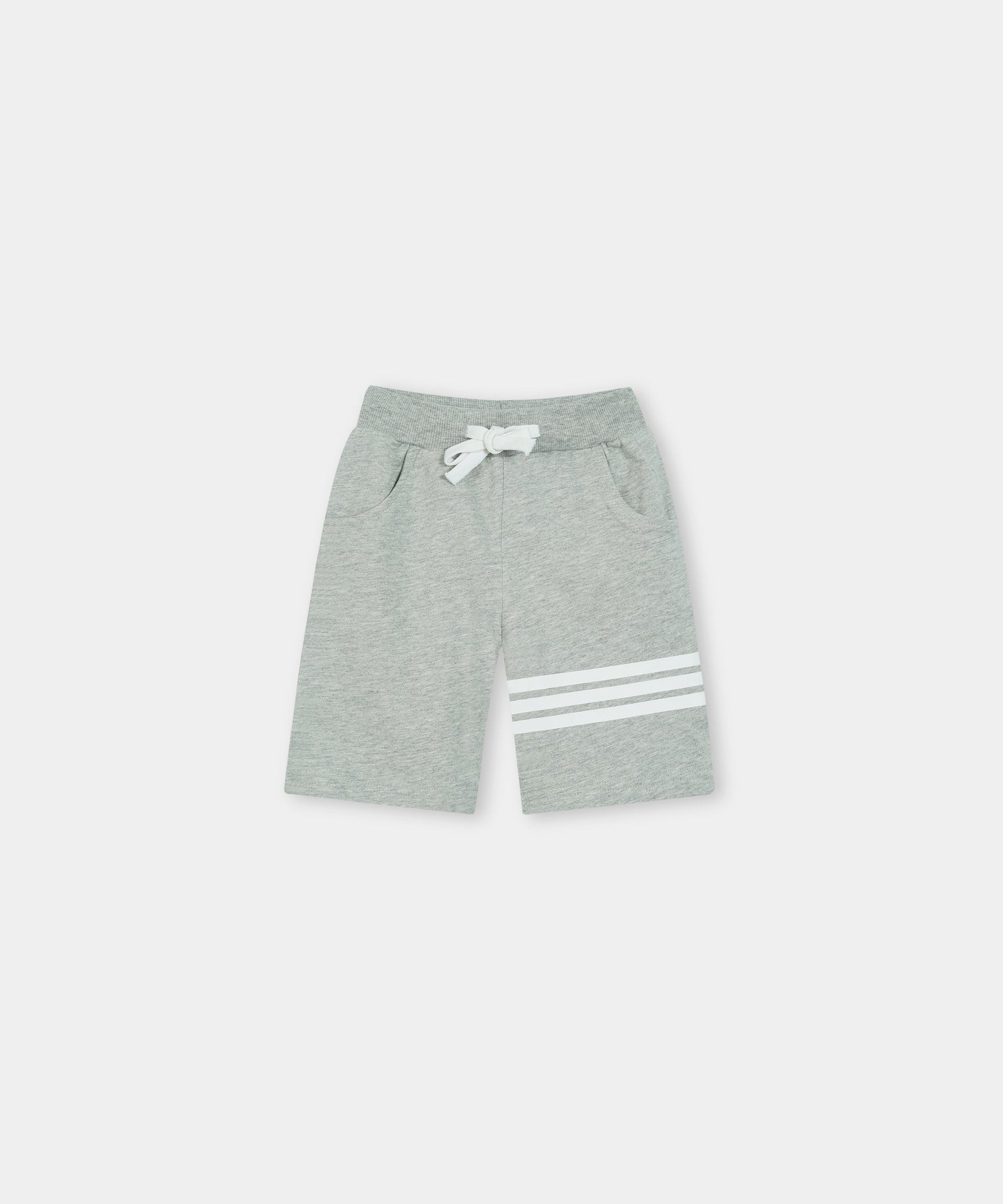 Kids 100% Imported Soft Cotton Grey With White  Stripe Shorts