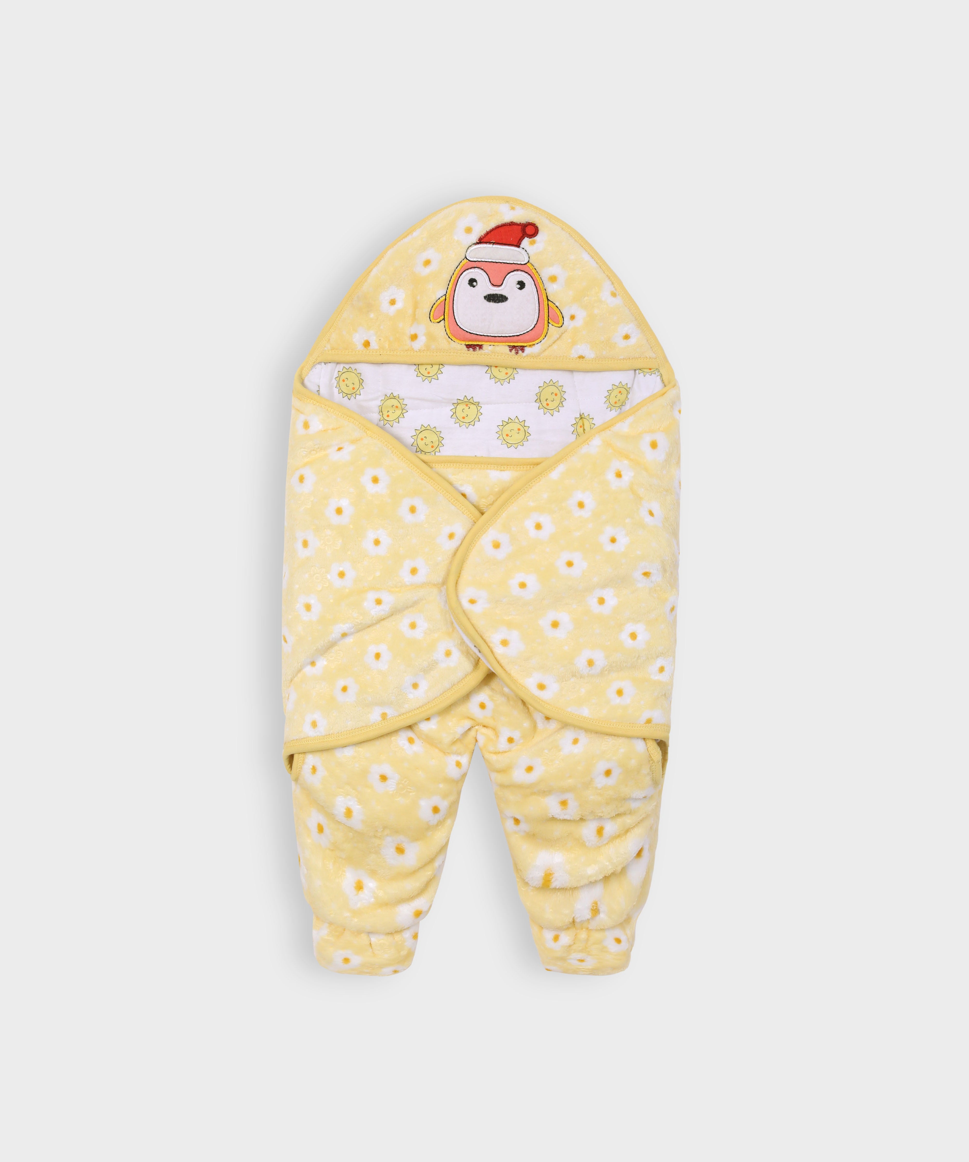 Imported Hooded Soft Blanket Cum Wrapper For Newborn Babies (0-12 Months)