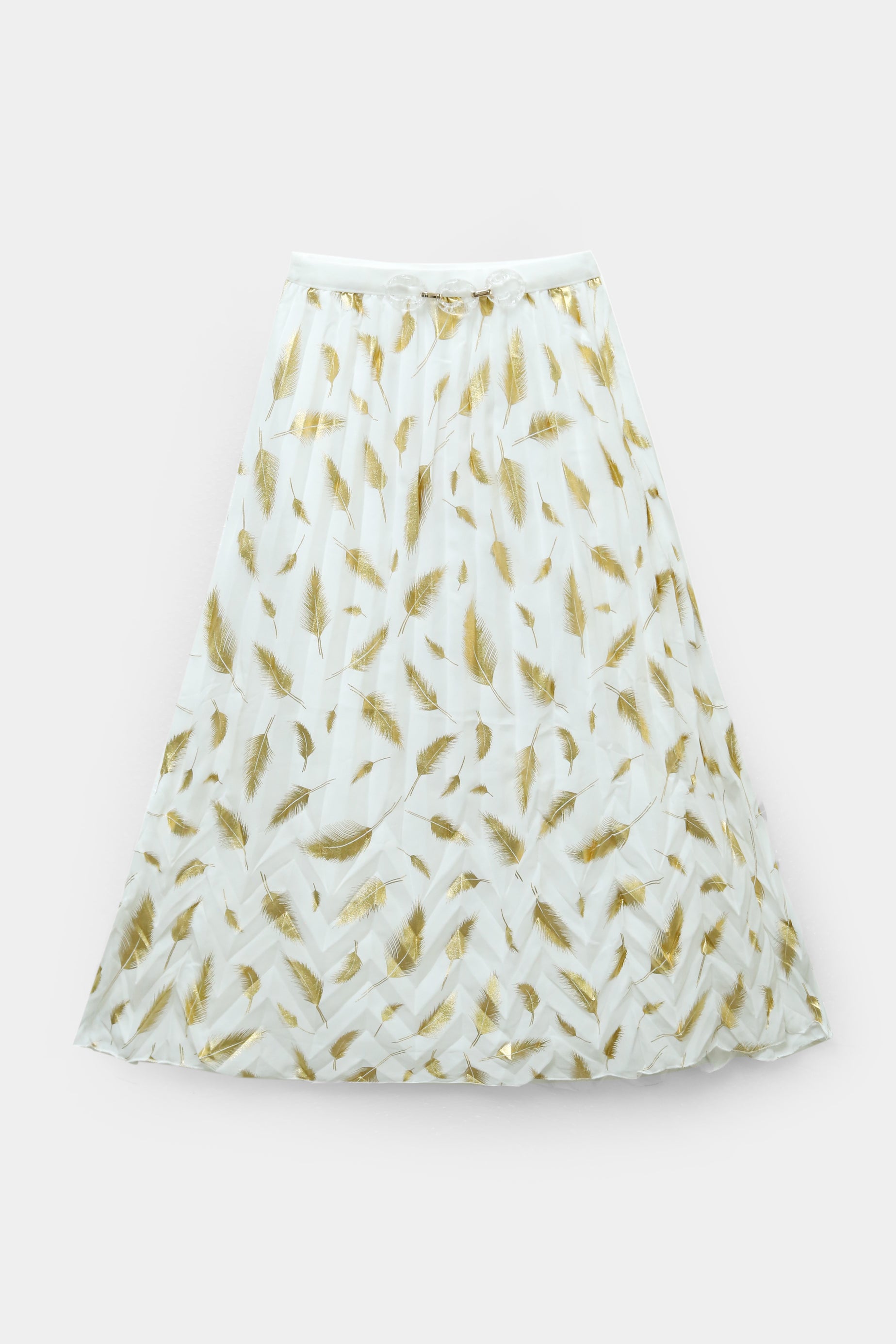 Girls Imported Bell Bottom White Skirt with Gold Printed