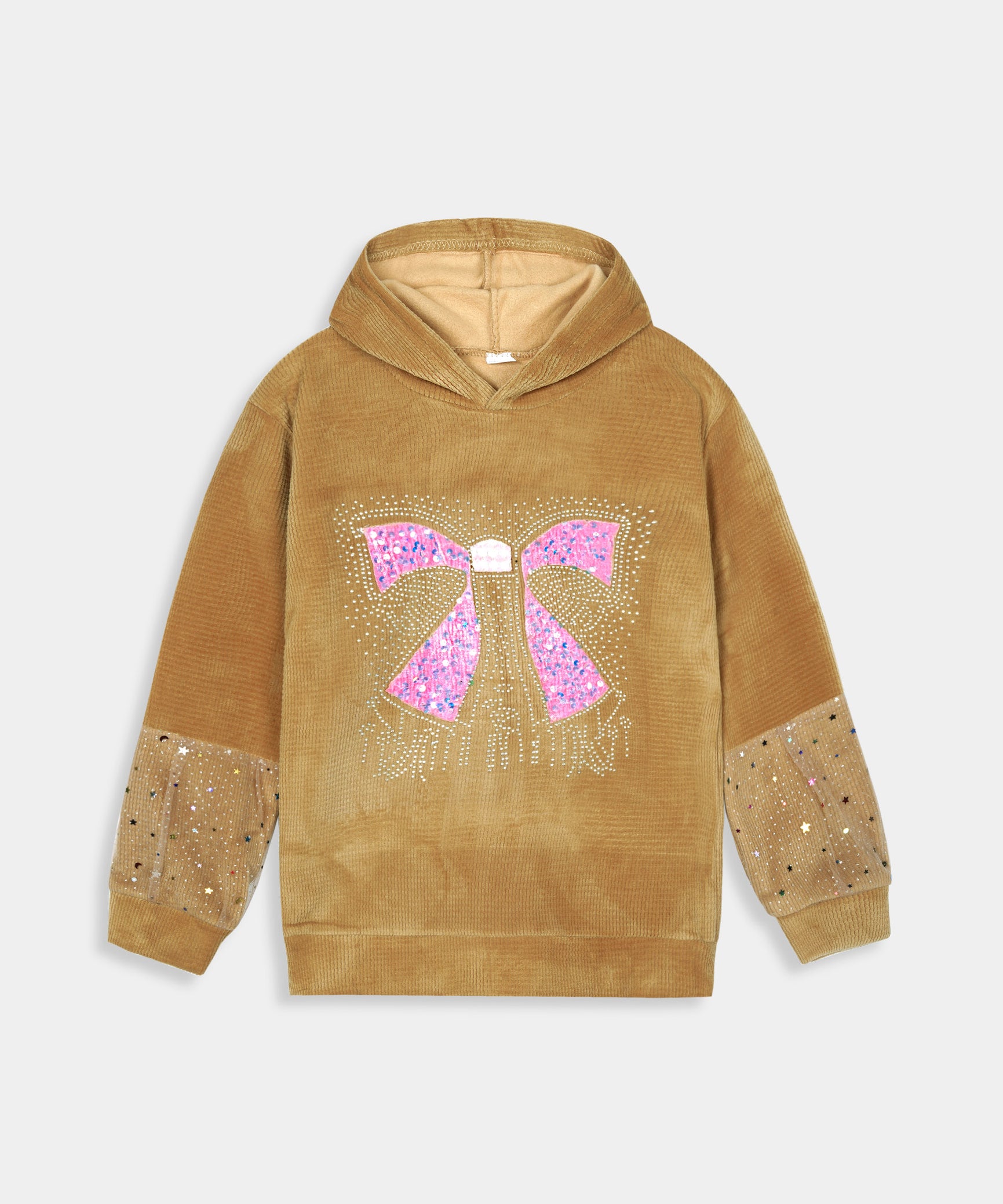 Imported Girls Pull Over Kotrai Velvet Hoodie With Sequin