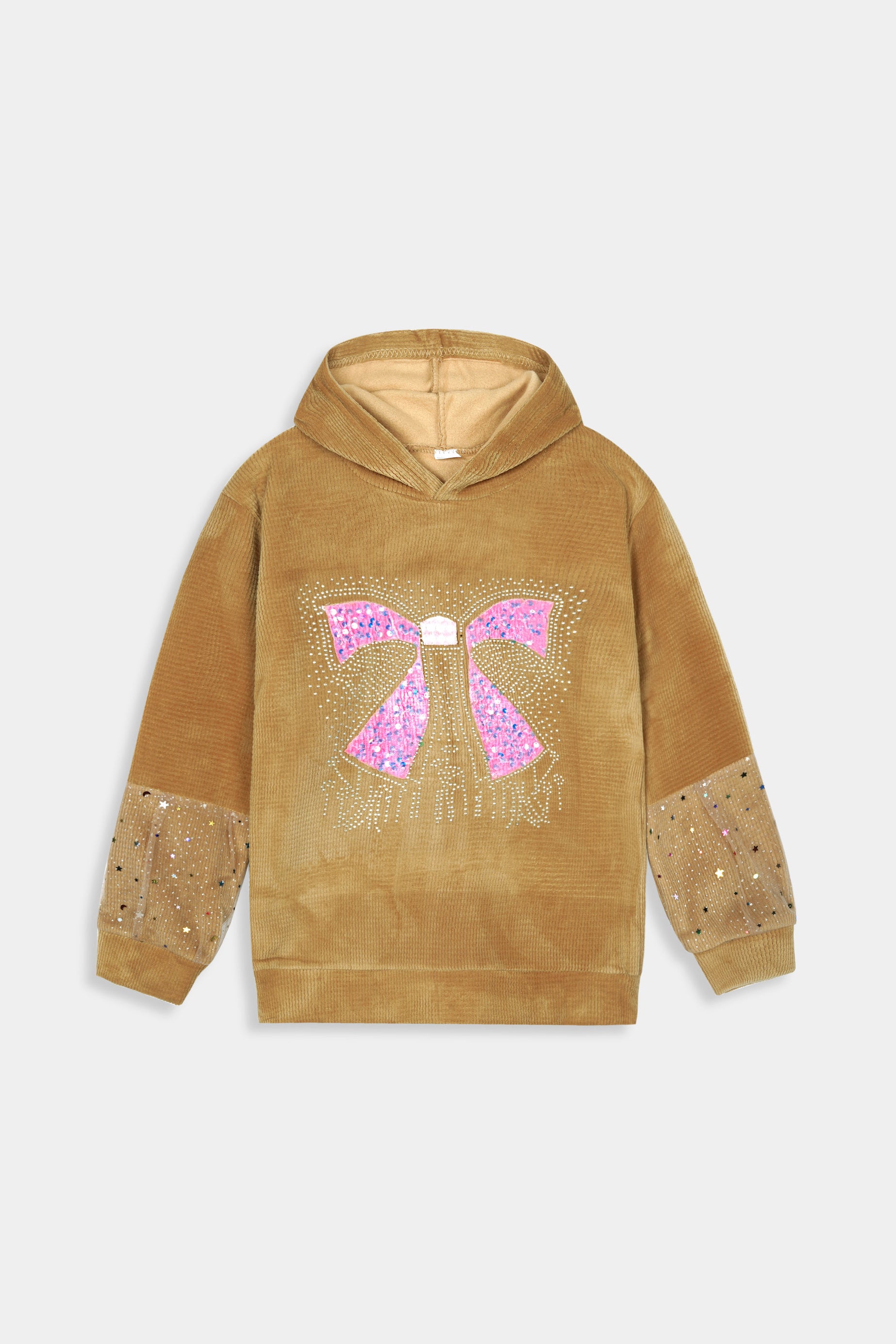 Imported Girls Pull Over Kotrai Velvet Hoodie With Sequin